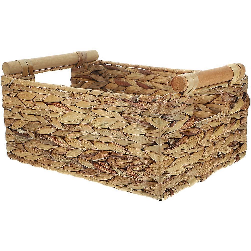Woven Rattan Desktop Basket Rectangular Design Suitable For Office Kitchen And Bathroom 1Pack