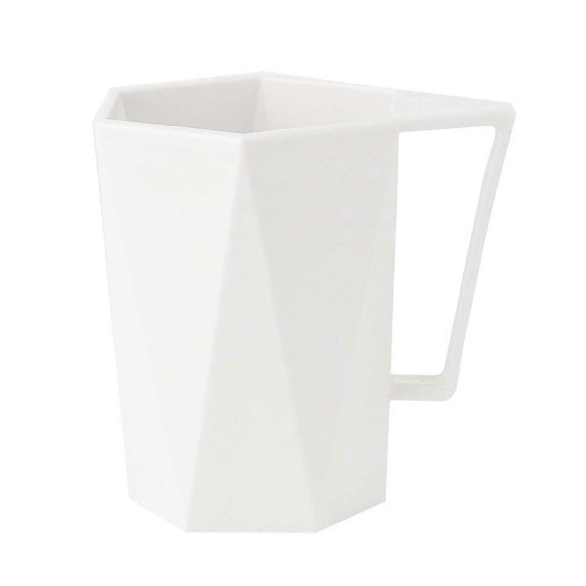 Multipurpose Bathroom Cup Plastic Toothbrush Holder With Handle Creative Design For General Users White 1Pack
