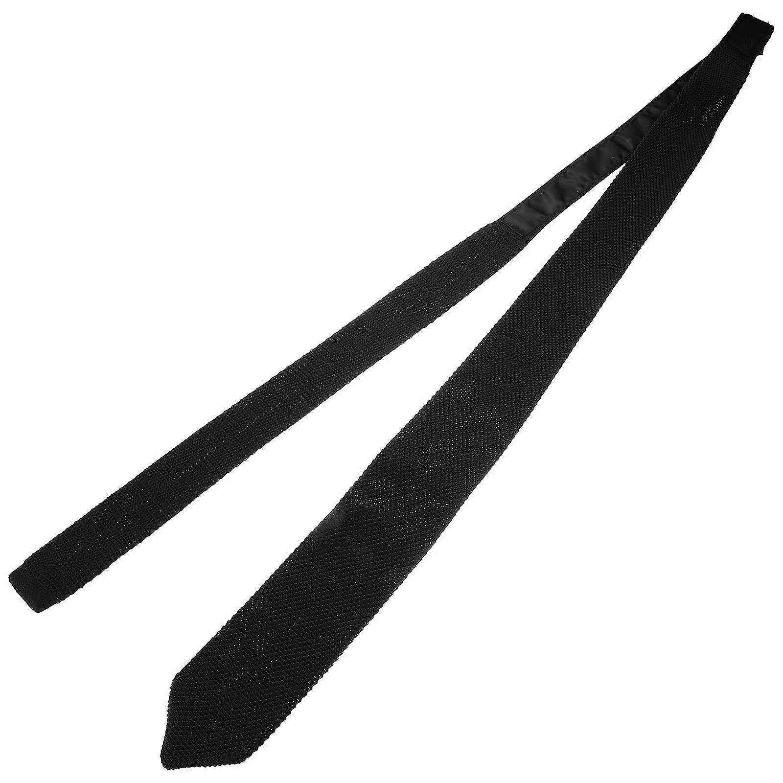 Men Tie Solid Color Knitted Necktie Wedding Banquet Parties Black Polyester 1Set