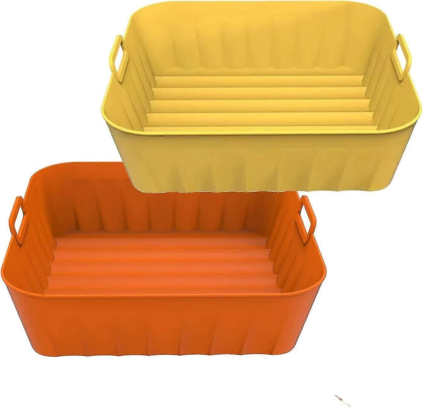 Confezione da 2 fodere quadrate per friggitrice ad aria in silicone da 8.2 pollici per 3.8-6.5 QT Airfryer Friggitrice ad aria riutilizzabile Pentola Friggitrice ad aria Inserti per forno a microonde Accessori