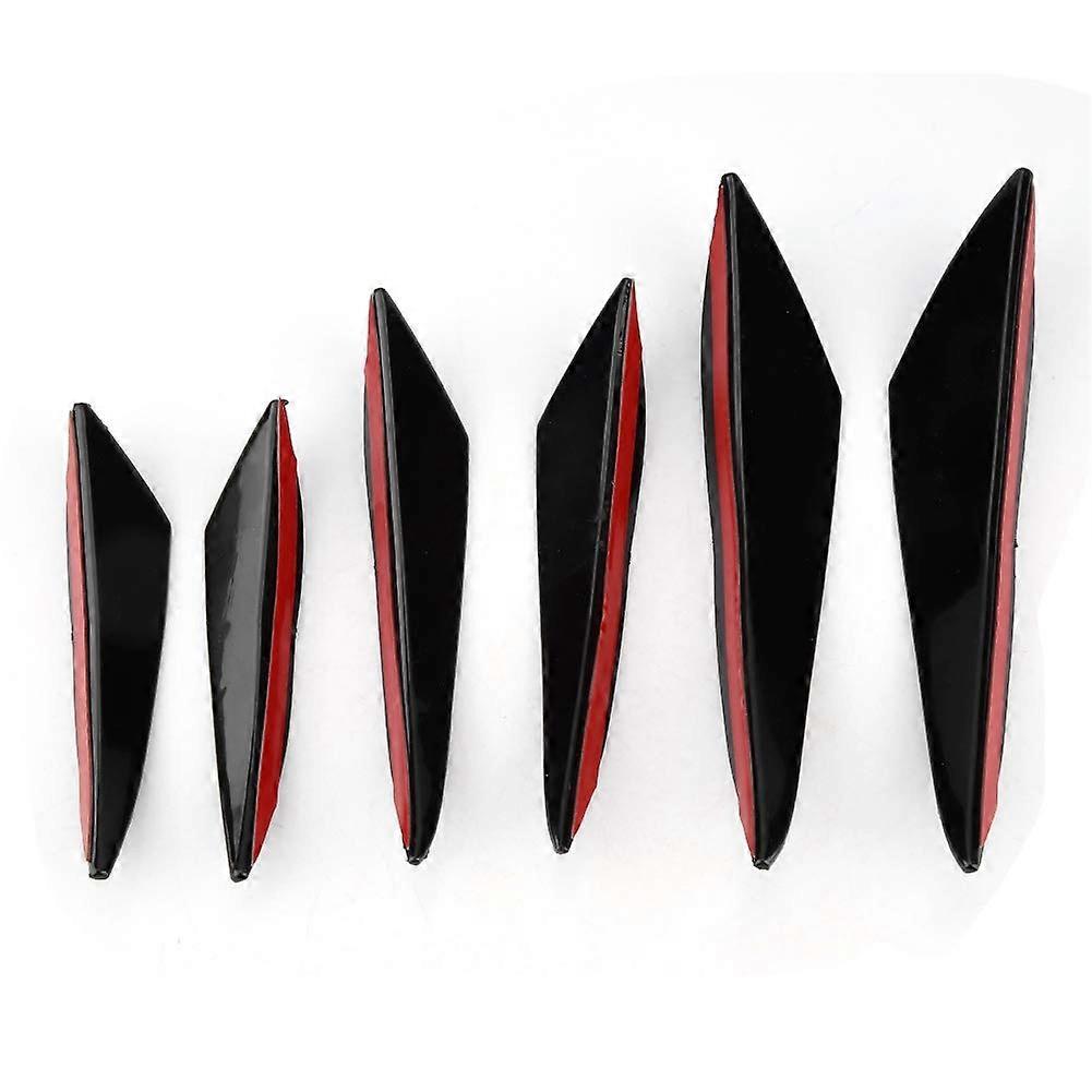 Glossy Black Car Front Bumper Wind Gauge Trim, Universal Self Adhesive Design, Pack of 6