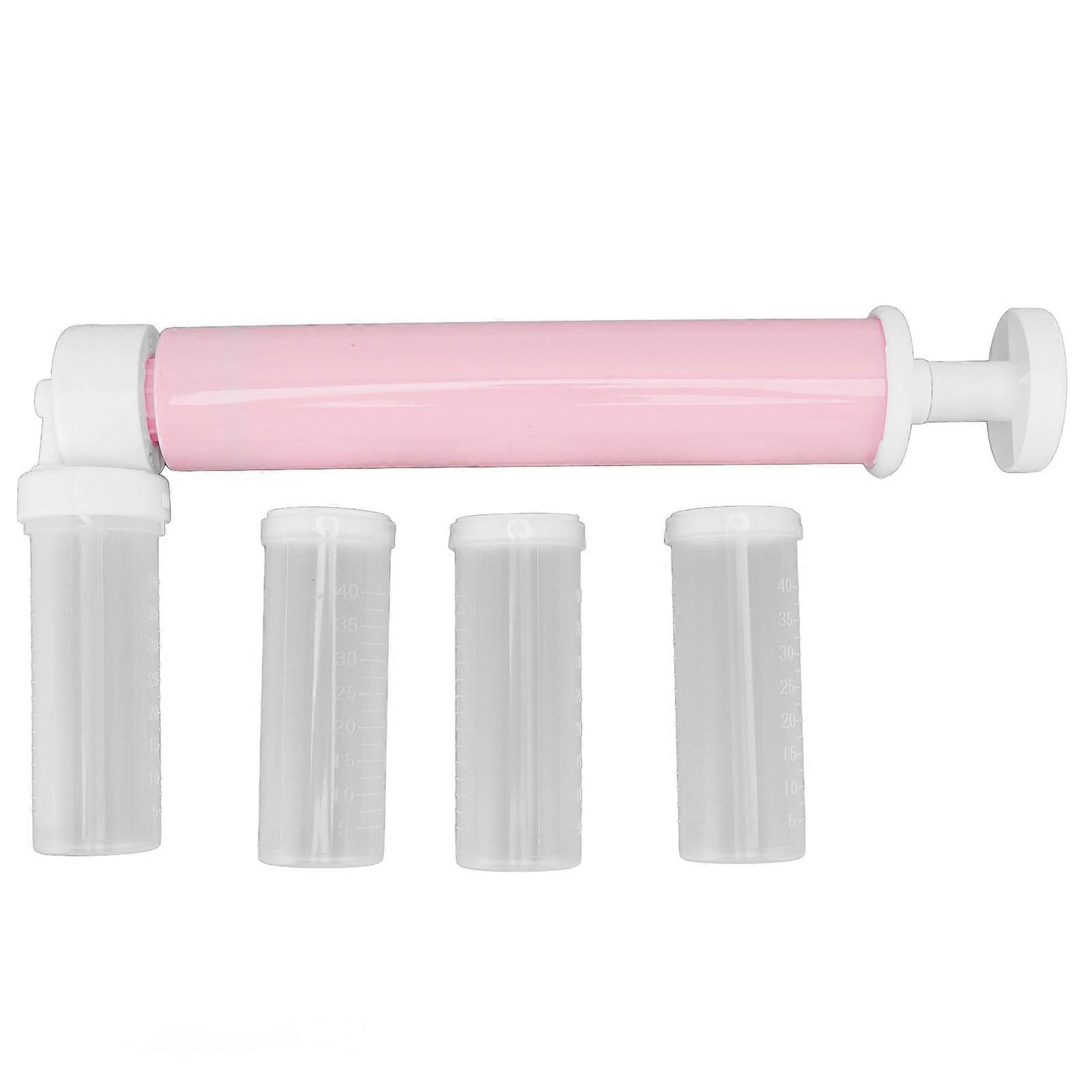 Manual Cake Airbrush, DIY Multi-Color Leak-Proof Plastic Cake Airbrush Pump with Clear Tank for Cakes, Pink