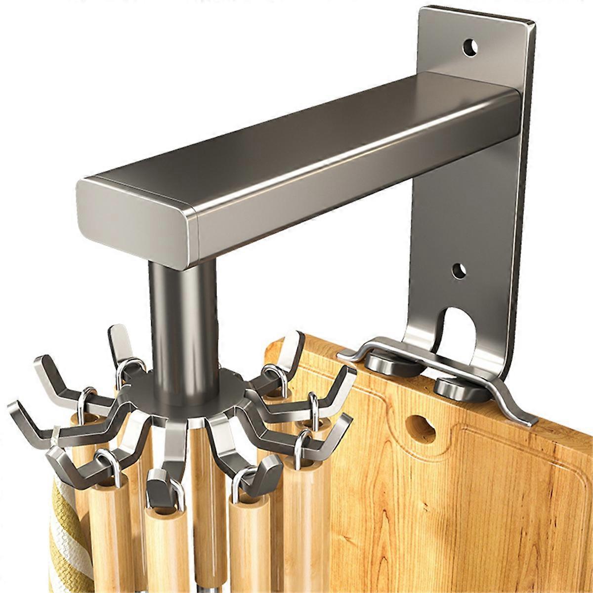 Wall-Mounted Kitchen Rotary Hook Rack,Aluminum Storage Hanger