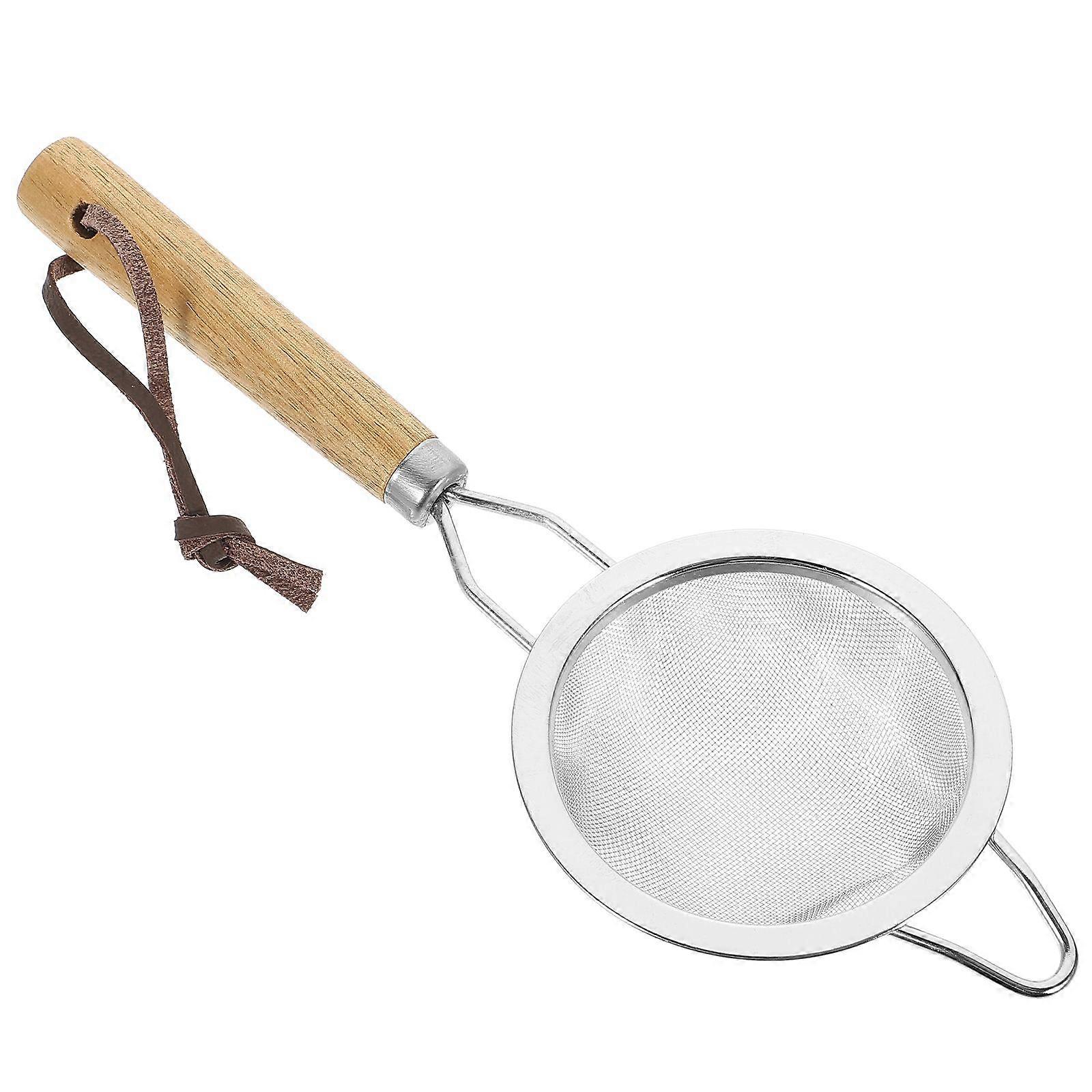 Handheld Flour Sifter Practical Mesh Design Sieve Kitchen Flour Strainer with Wooden Handle