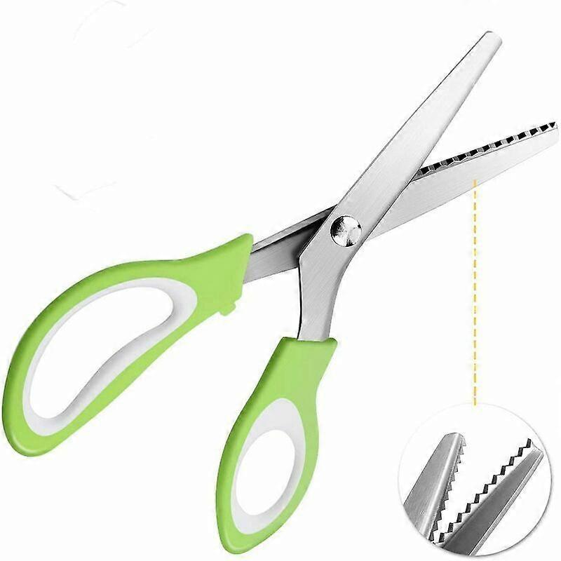 Pinking Shears Sewing Fabric Scissors Professional Quality 24cm - Green