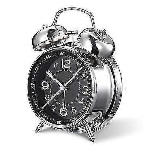 Loud Alarm Clock for Heavy Sleepers - Retro Silent Quartz Analog Clock with Twin Bell & Backlight