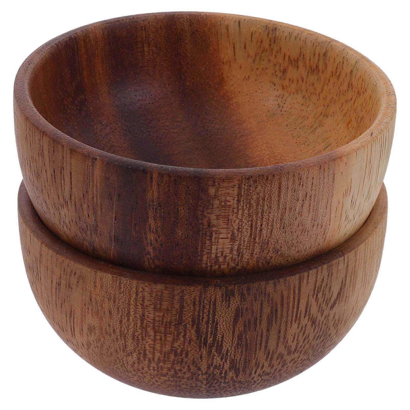 Wooden Bowls for Storage Light Brown Small Size Bowls Perfect for Dipping Sauces and Condiments 2 Pieces