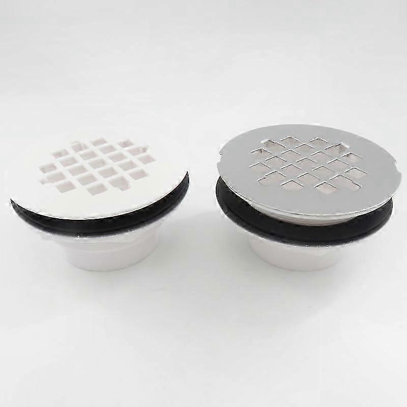 Brushed PVC Shower Drains, 4-1/4" Diameter, No Caulk Required, Set of 2 for Easy Installation