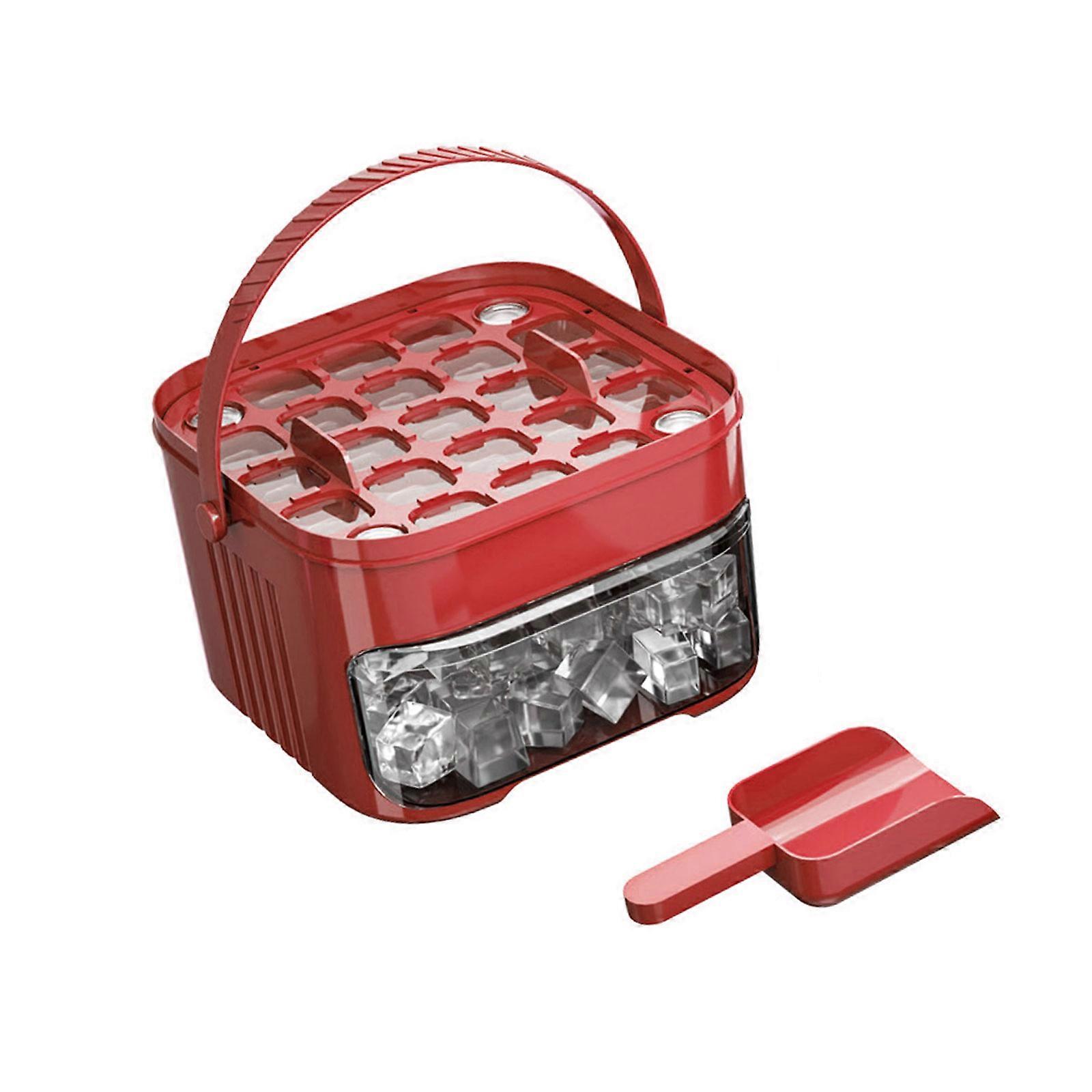 Ergonomic Ice Tray With Convenient Freezers Container Nonslip Grip Food Grade Plastic Suitable For Multiple Use  Red