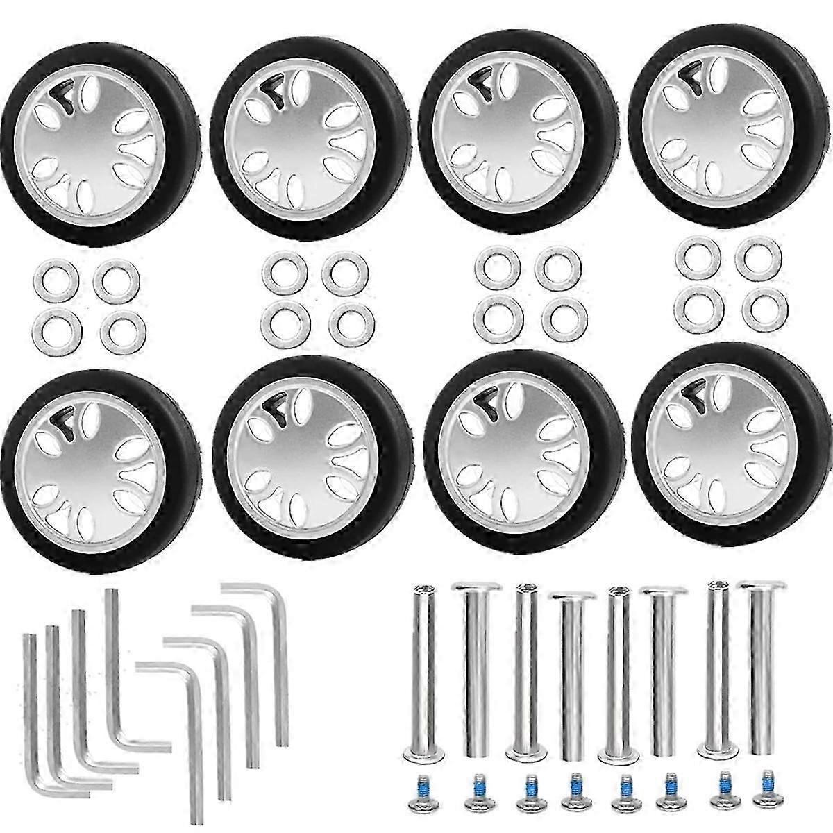 8pc Luggage Wheels Replacement Kit,Mute Caster Replacement Suitcase B