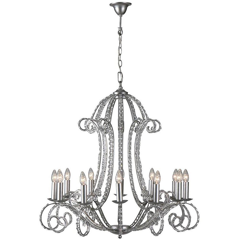 Emerald Multi Arm Chandeliers Brushed Silver