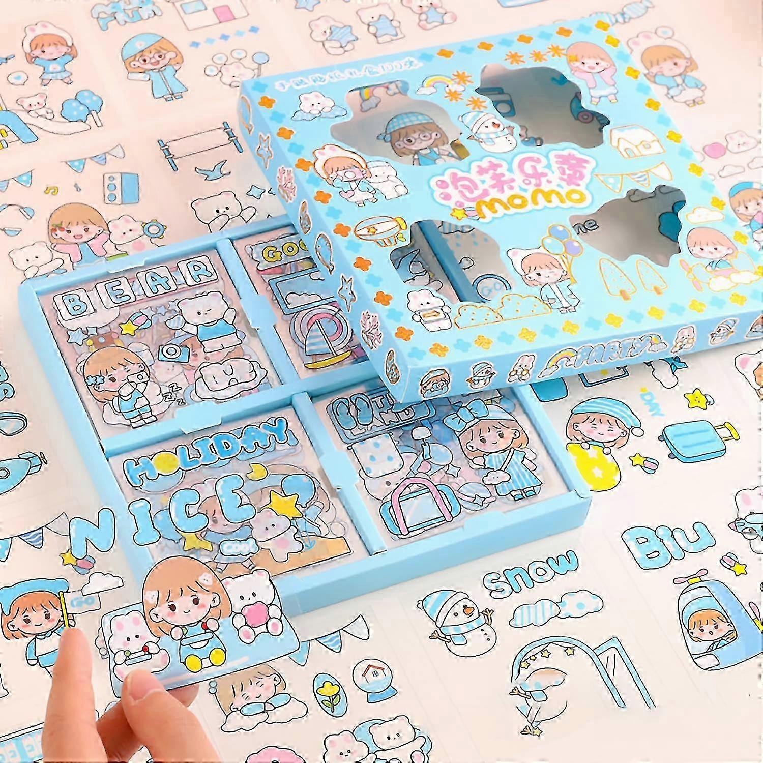 Notebook Sticker 100 Pieces Delicate Cute Cartoon Pattern DIY Boxed Stickers for Scrapbooking Diary