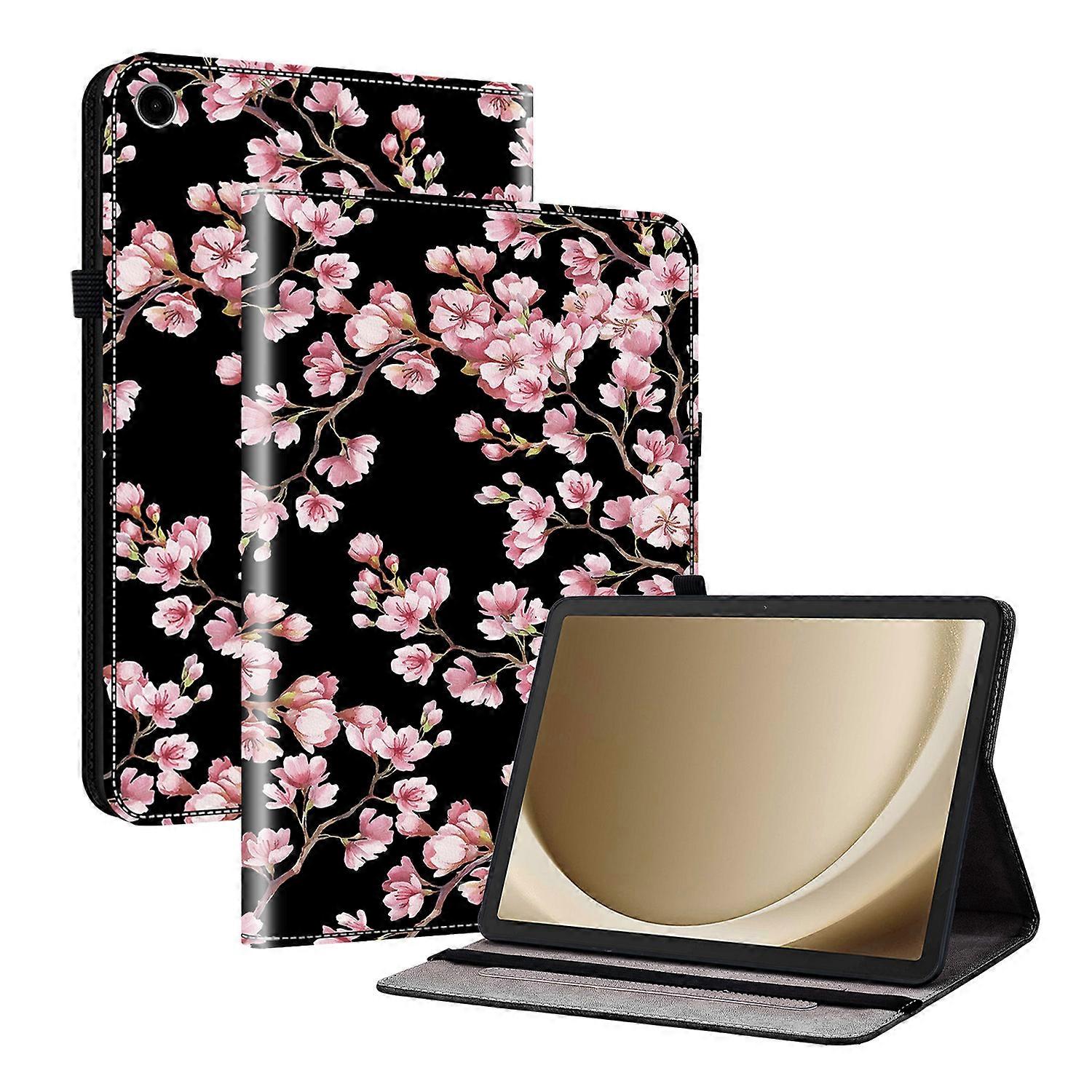 TKdaddy For Samsung Galaxy Tab A11+ Leather Case Pattern Printed Stand Tablet Cover with Card Slots Plum Blossom