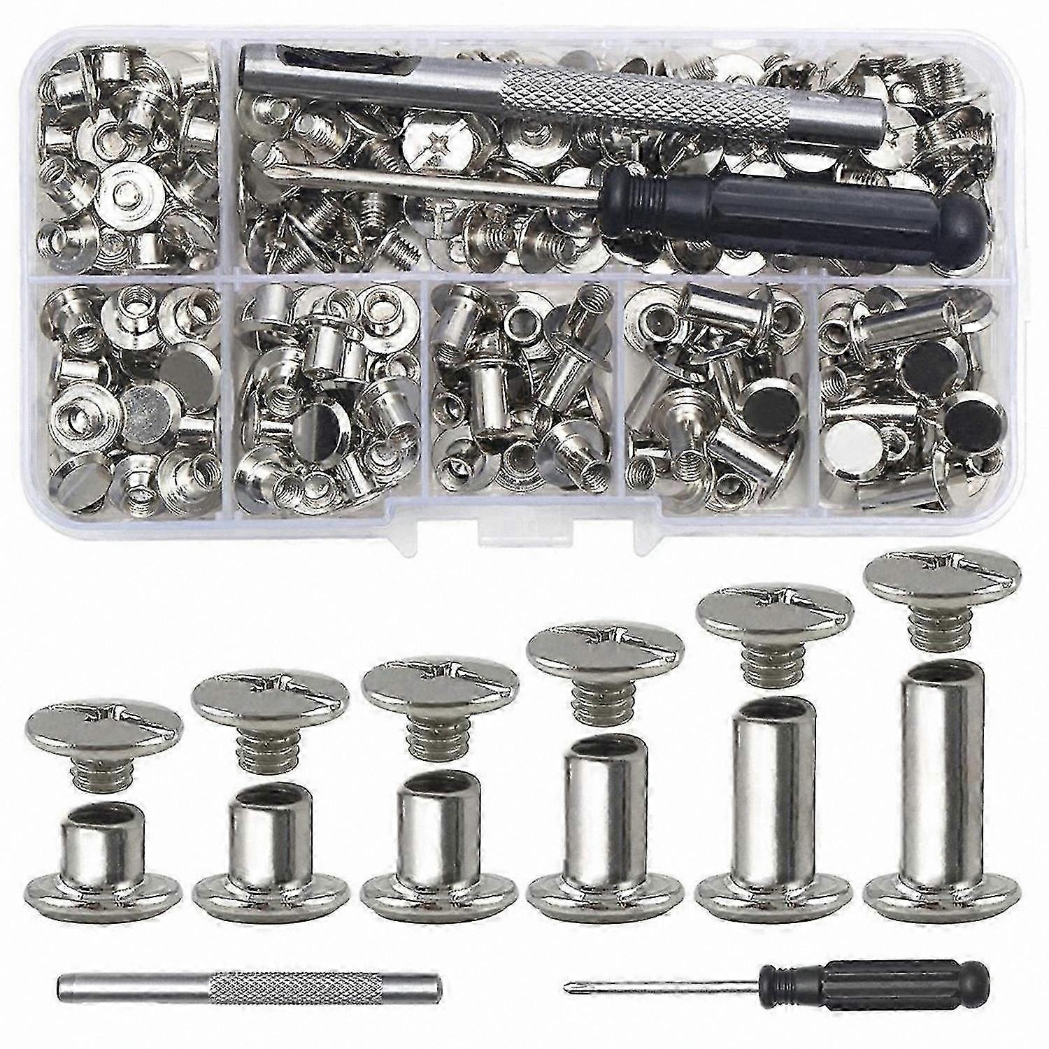 Assorted Leather Rivets M5 Binding Screws for PU Craft Decoration Projects