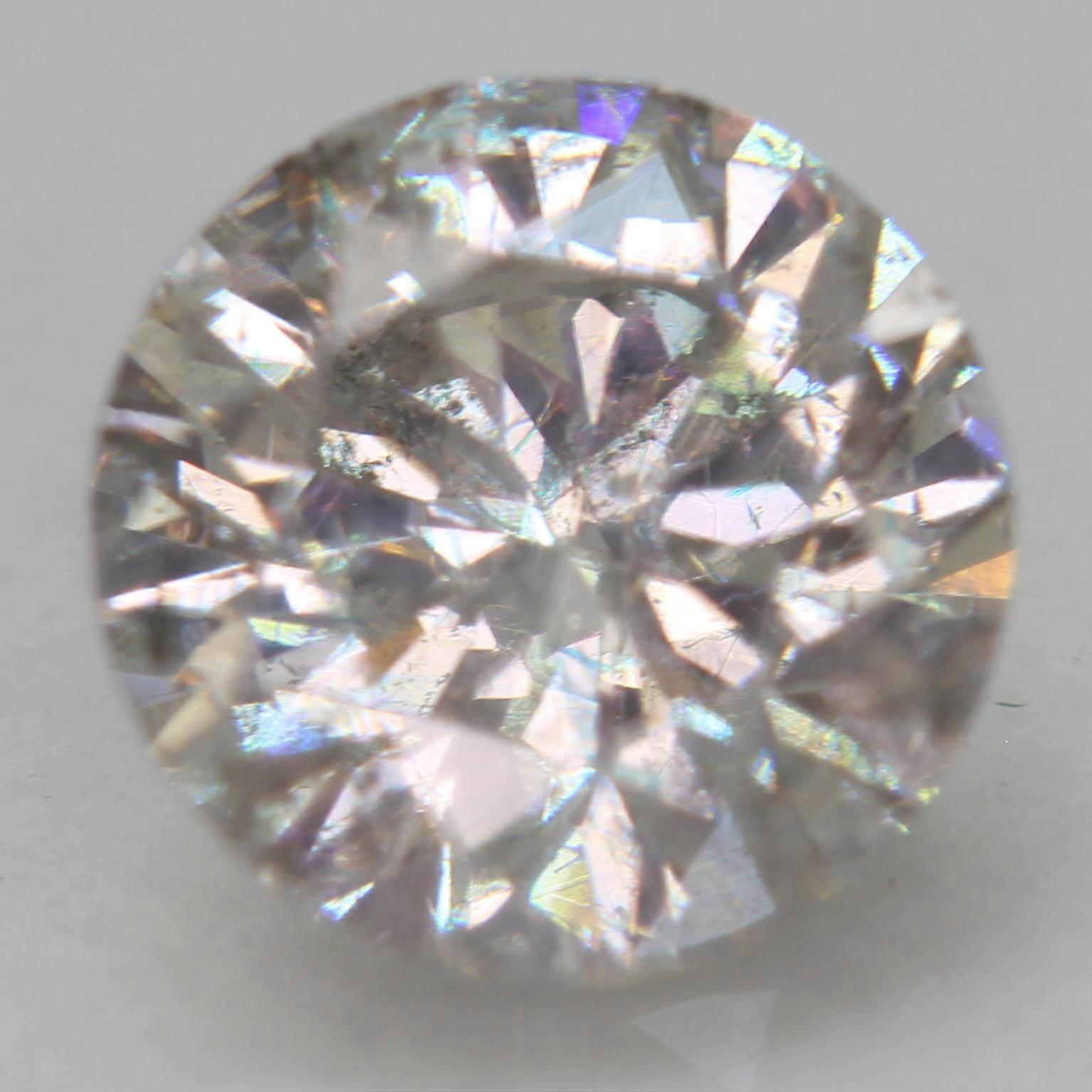 Certified 1.12 Carat I SI2 Round Brilliant Natural Enhanced Loose Diamond 6.59mm