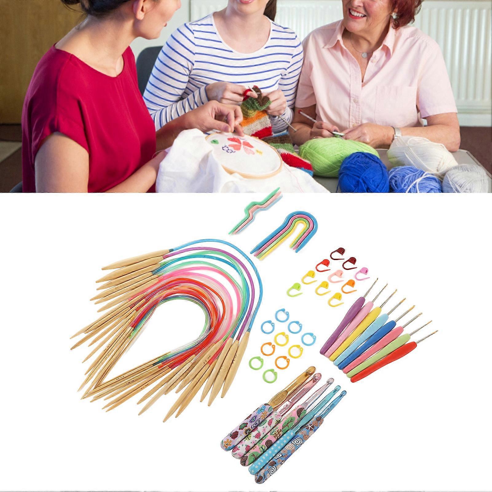 61Pcs Ergonomic Crochet Hook Set with Storage Bag, Multi Sizes