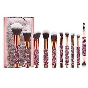 10 Stk Make-up Pinsel Set Rose Golden Glitter Make-up Pinsel Set mit PU-Tasche| Lidschatten Applikator