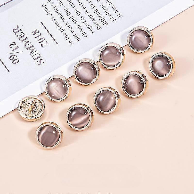 10 Pieces Beautiful Opal-like Buttons 10mm Small Metal Round Shank Button DIY Garment Collar Sleeve Buttons 2025