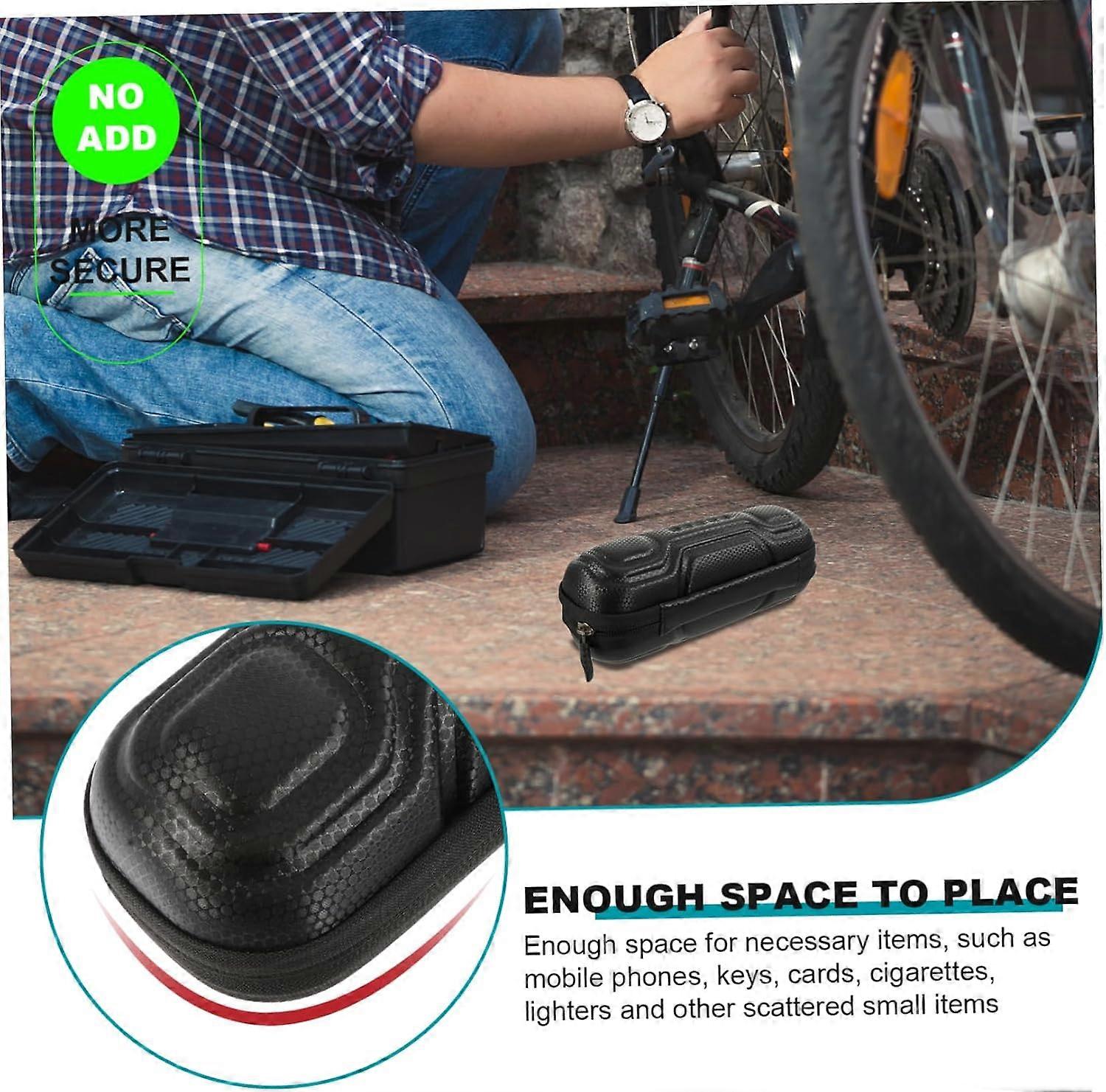 Hard Shell Bike Storage Pouch Leather Cycling Bag Outdoor Use Black Frame Bracket Secure Attachment Easy Install