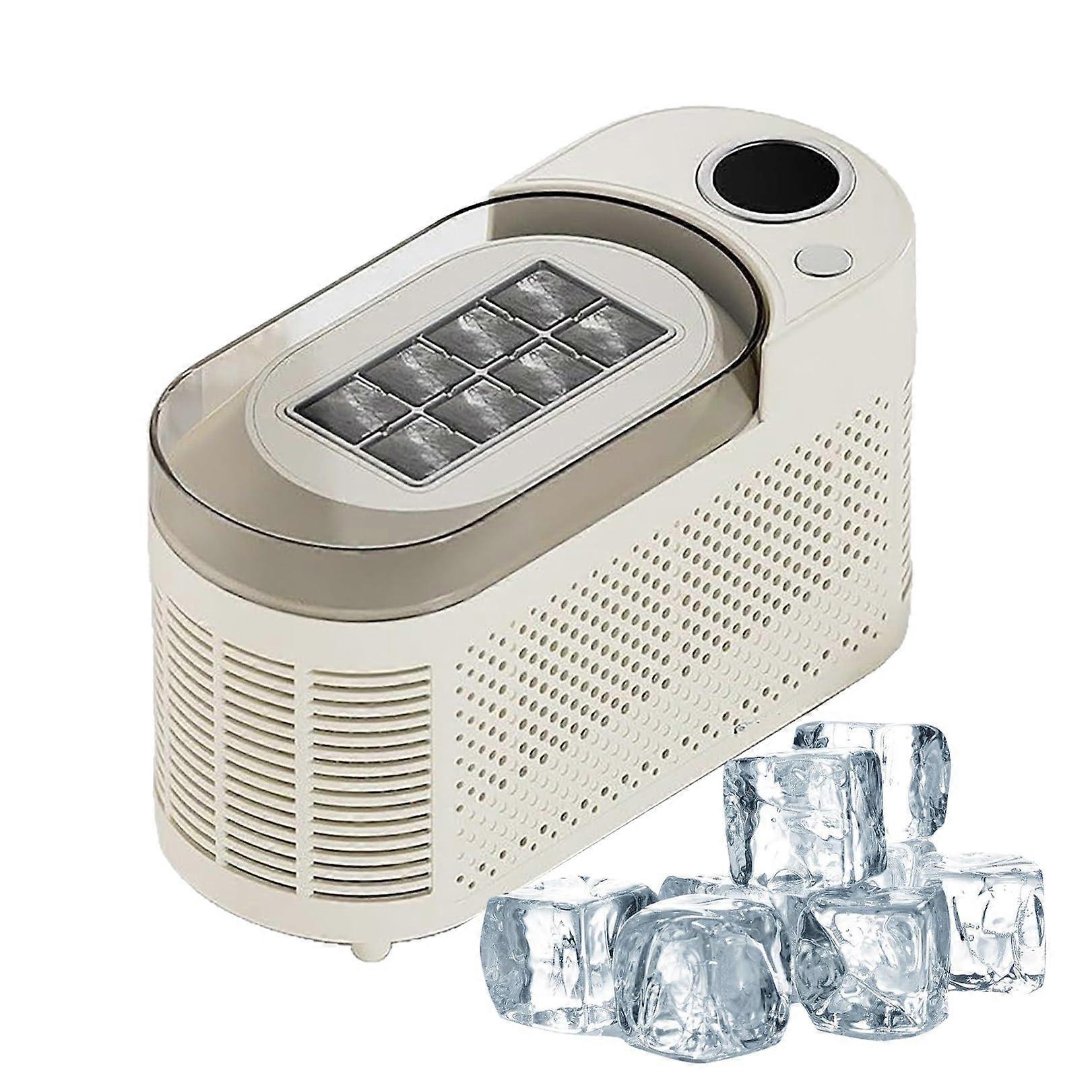Instant Ice Machine With AntiStick Coating For Car Travel, Outdoor Use, Silent Operation, Smart Drainage, White