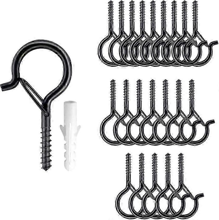 40 Pieces Screw Ceiling Hooks, Black Screw Hooks for Metal Ceiling Hooks, Screw Hooks with Wooden Threads for Hanging Ideal for Hanging Clothes