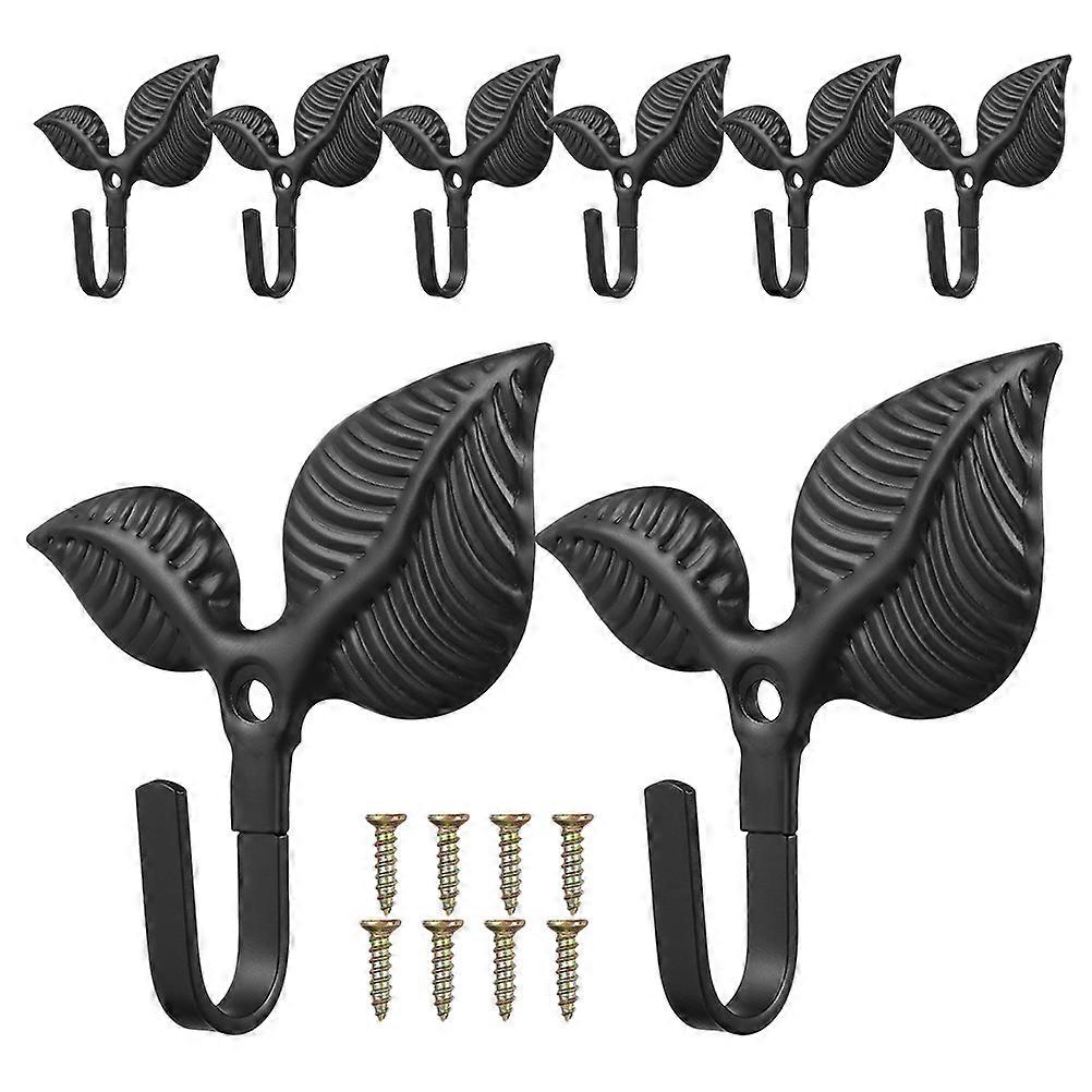 Wall Mounted Towel Hooks Leaf Shaped Cast Iron Hook 8Pcs for Entryway Use