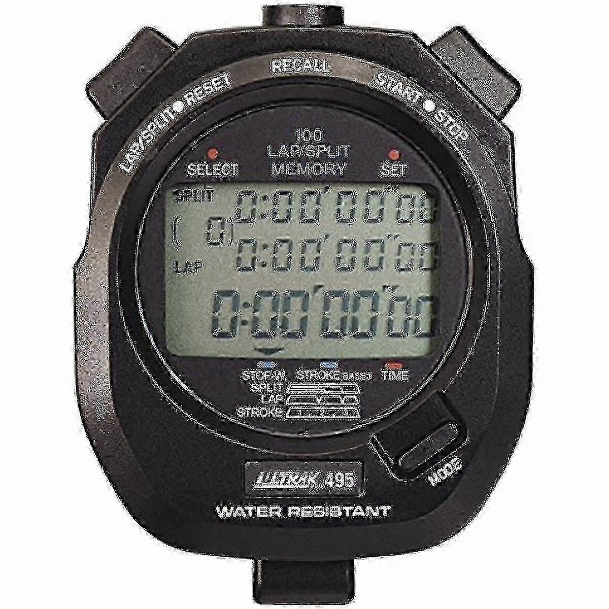 Dual Split Memory Stopwatch with 100 Lap Memory in Black