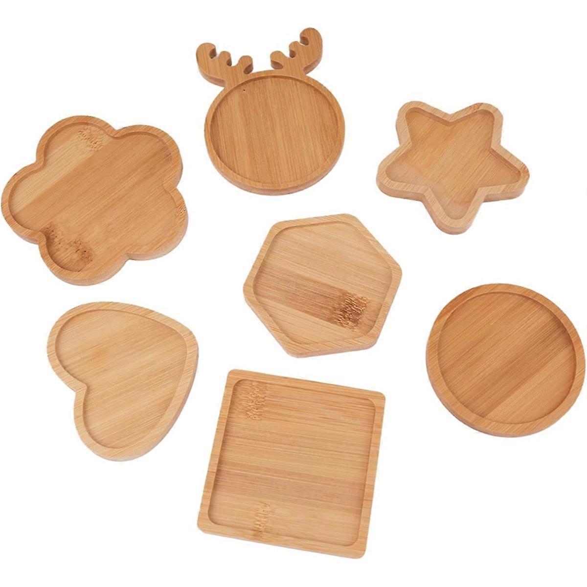 7Pcs Mini Wooden Mosaic Bases Set for DIY Crafts, Assorted Shapes Wood Mosaic Coaster Kit for Handcrafted Glass Projects