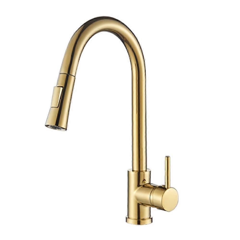 Faucet Brushed Gold Pull Out Sink Tap Single Handle Mixer Tap 360 Rotation Gold A