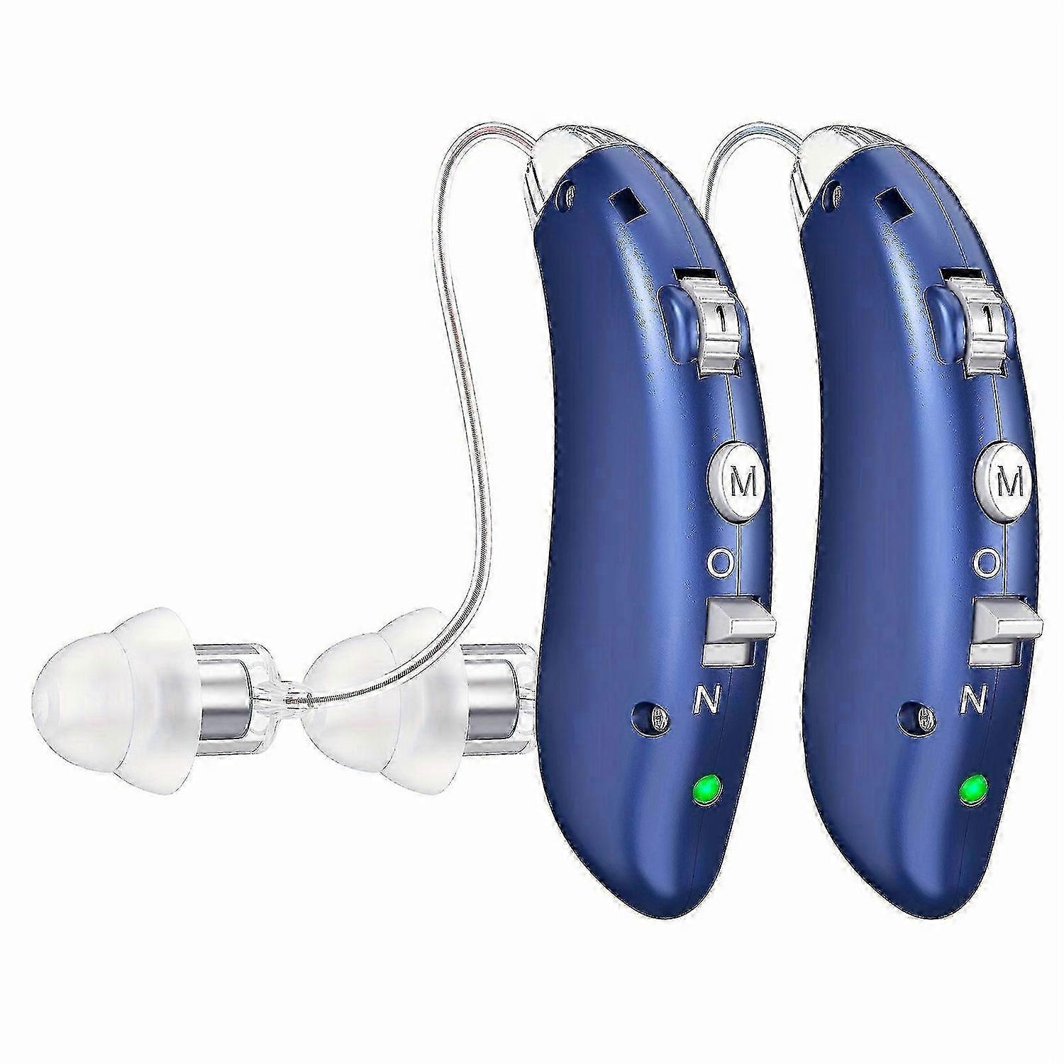 A Pair Rechargeable Digital Hearing Aids for Seniors Blue
