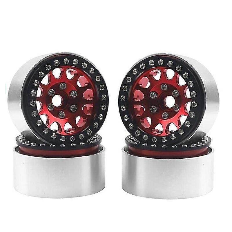 4Pcs 1.9 Beadlock Wheel Hub Rim for 1/10 RC TRX4 SCX10 Red