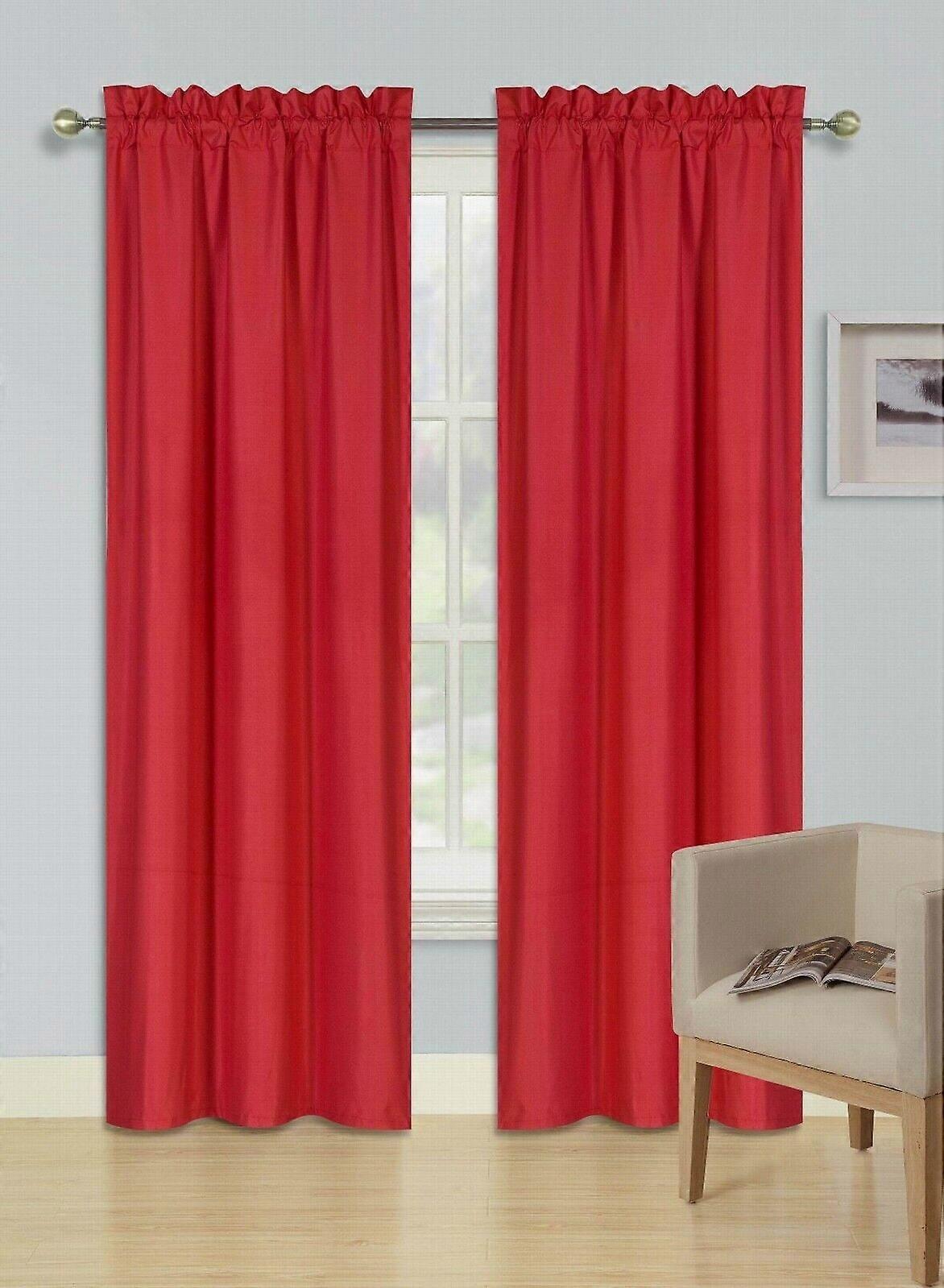 1 Single Panel Solid Foam Backing Lined Room Darkening Blackout Window Curtain Panel Treatment Drape Rod Pocket Matte in Different Sizes 84", RED R64