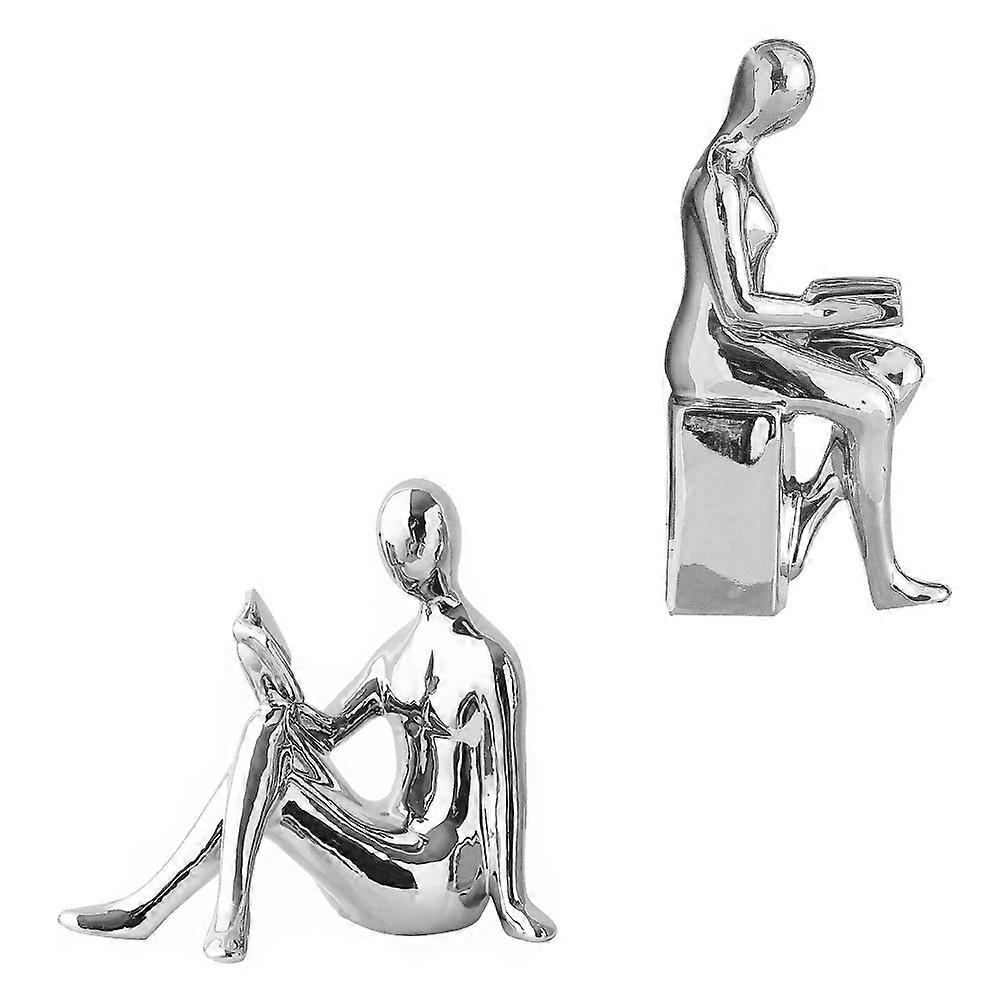 Statue de lecture décorative en céramique, 2 paires de figurines de lecture