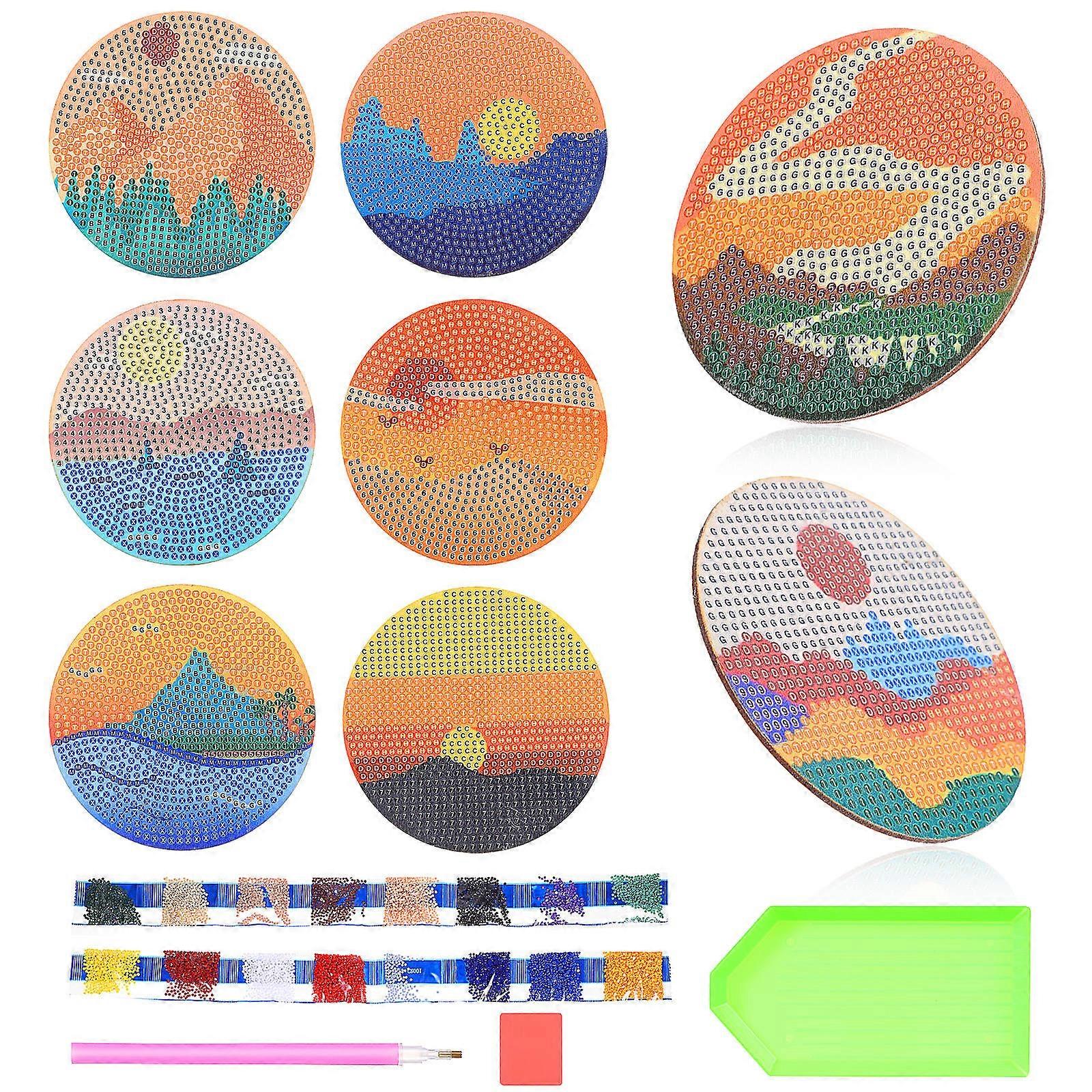 Round Diamond Dot Coasters Cup Coasters for Drinks 8Pcs Colorful