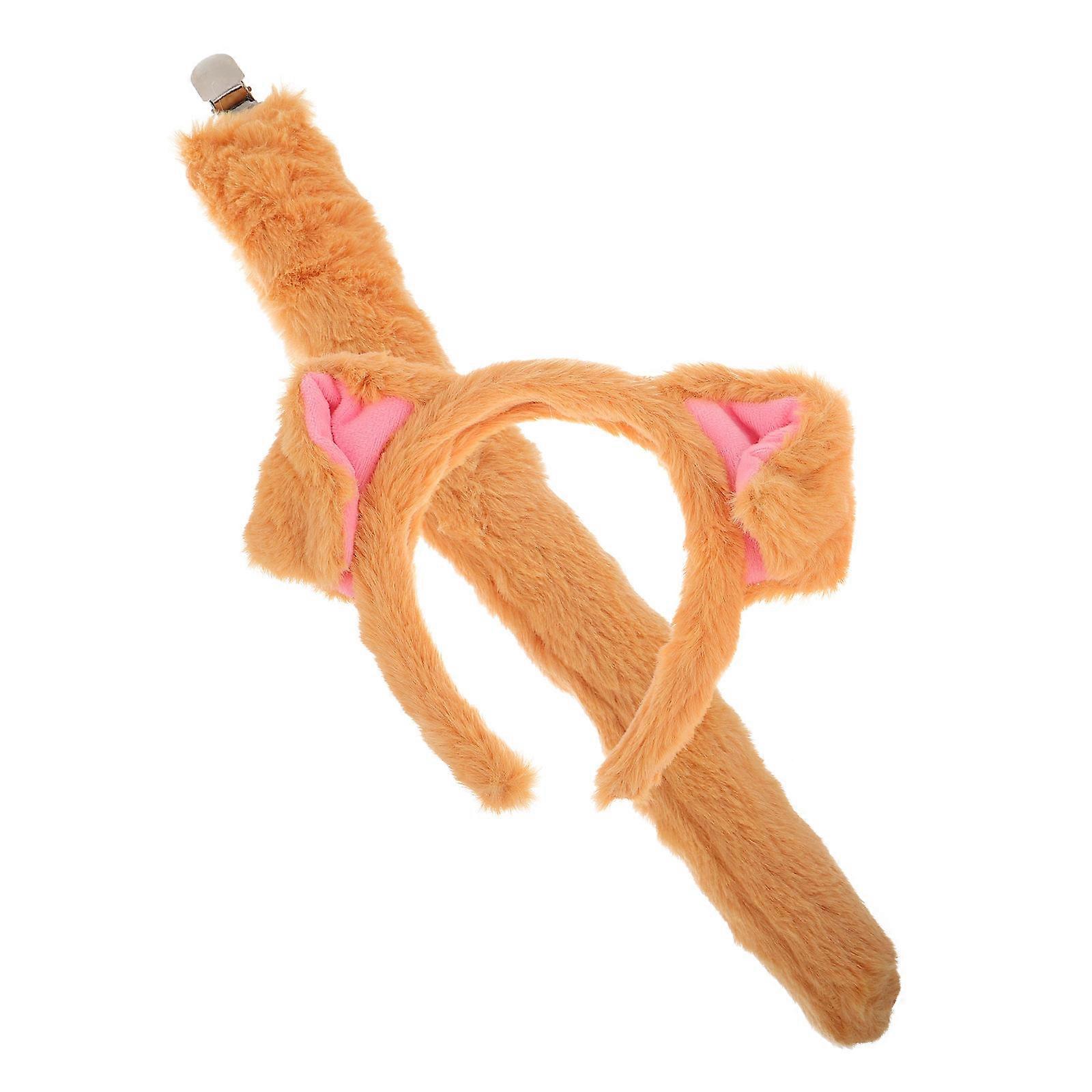 Cartoon Dog Ears Headband Plush for Party Use 5Sets Orange Accessory