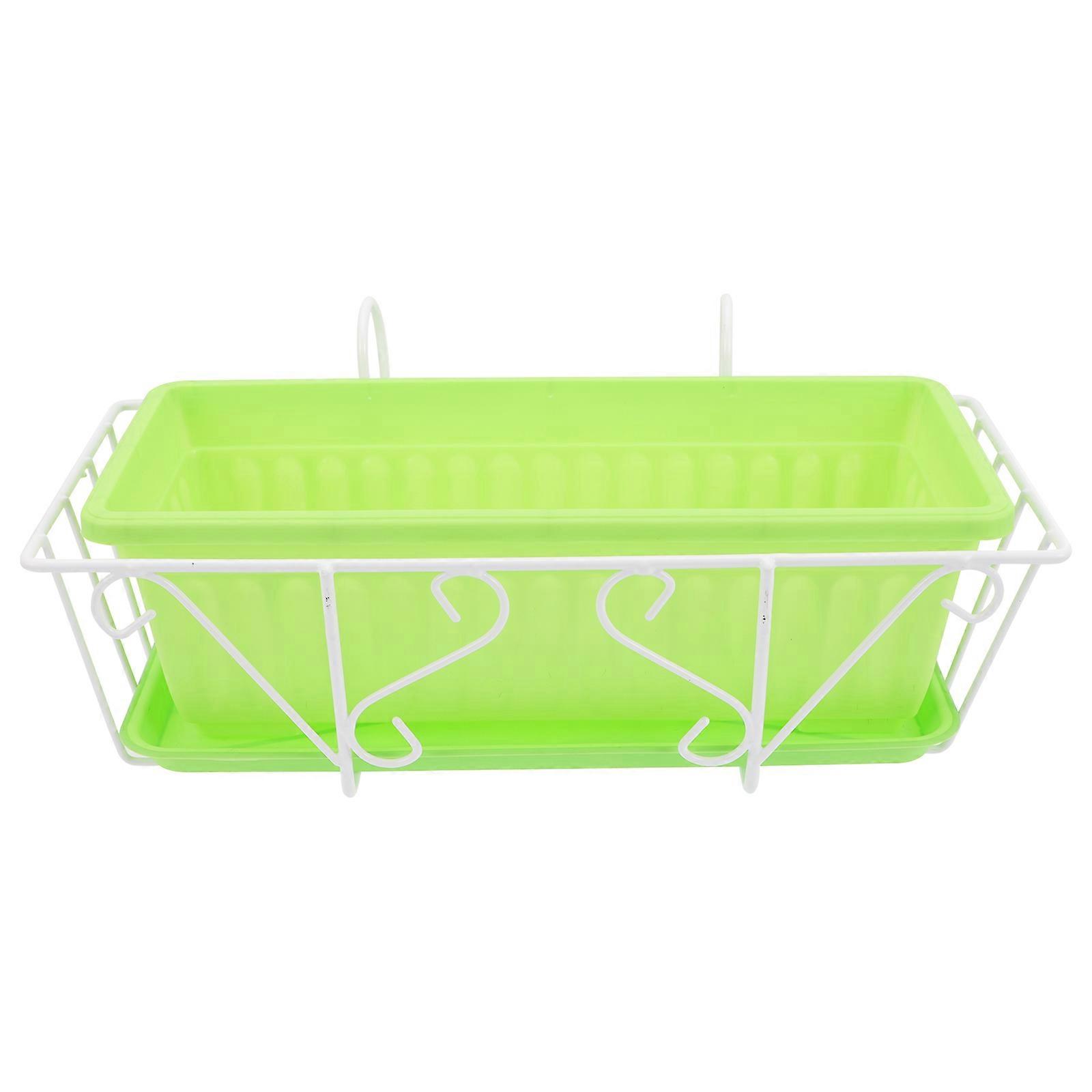 Flower Planting Box Rectangular Planting Pot Balcony Planting Green 46x21cm Anti-fall 1Set