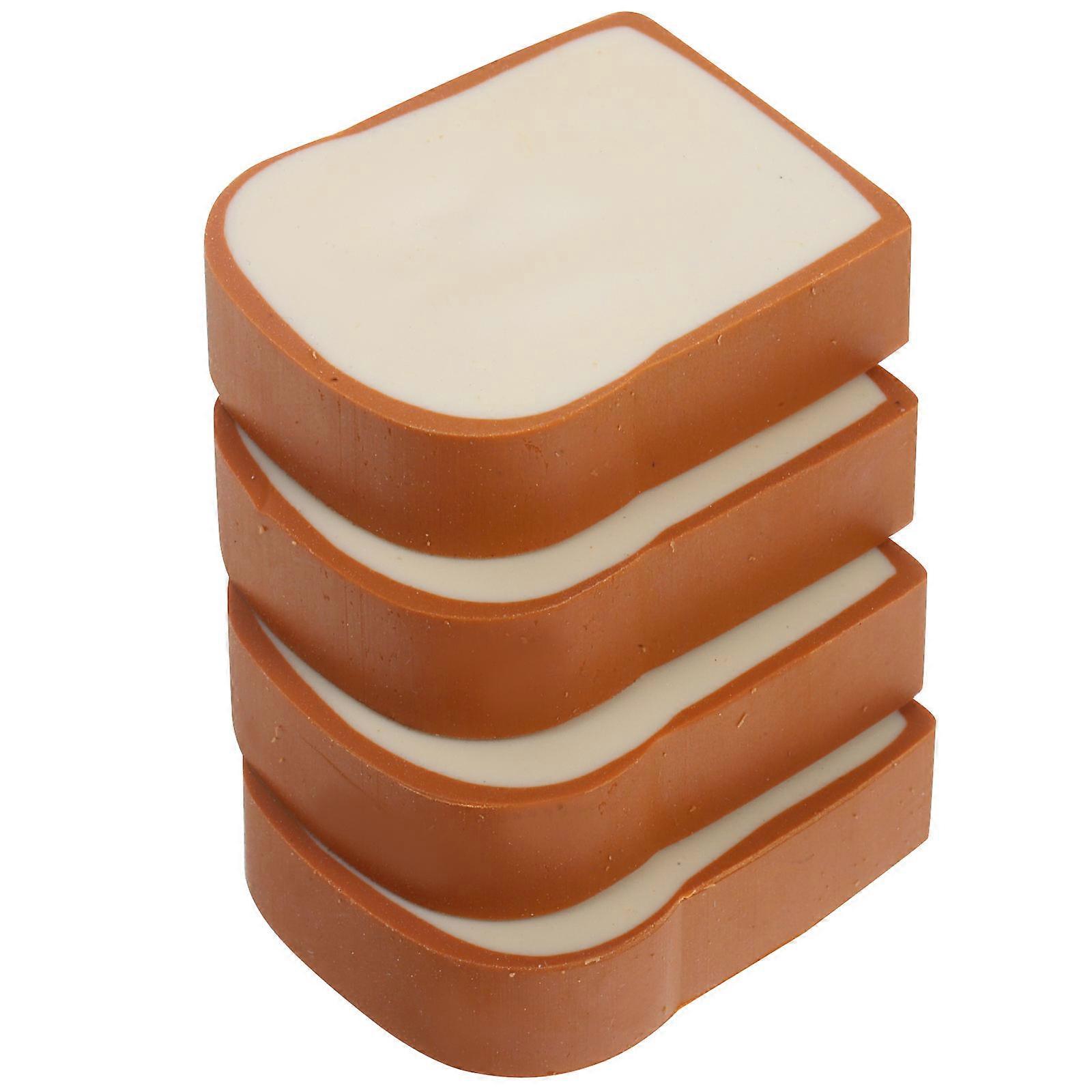 Adorable Toast Shape Erasers 4Pcs Ideal For Home Use Office Use Erasing Pencil Marks Multi Color