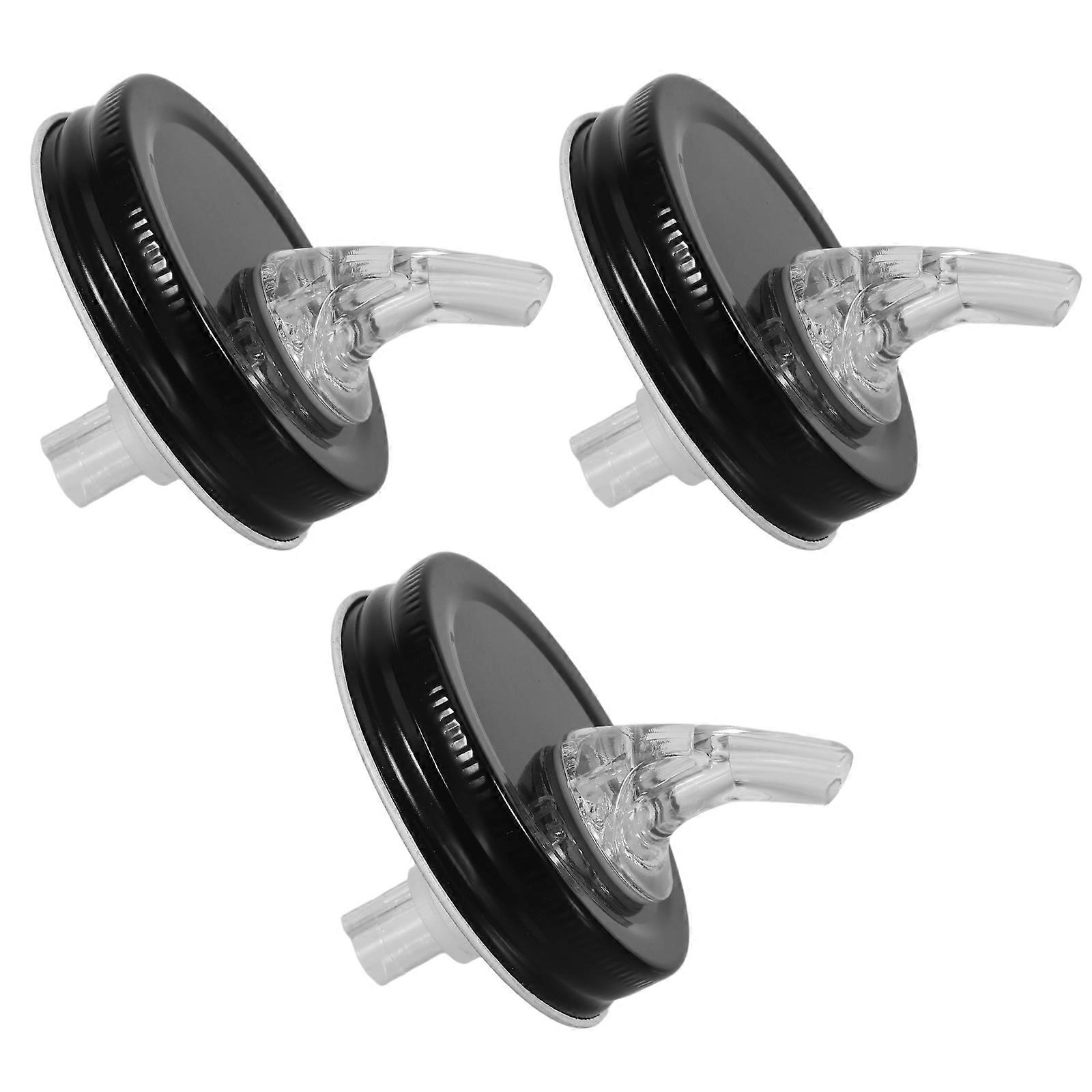 3Pcs Multi-Purpose Jar Pouring Lids In Black Ideal For Kitchen Serving With Precision Control Functionality
