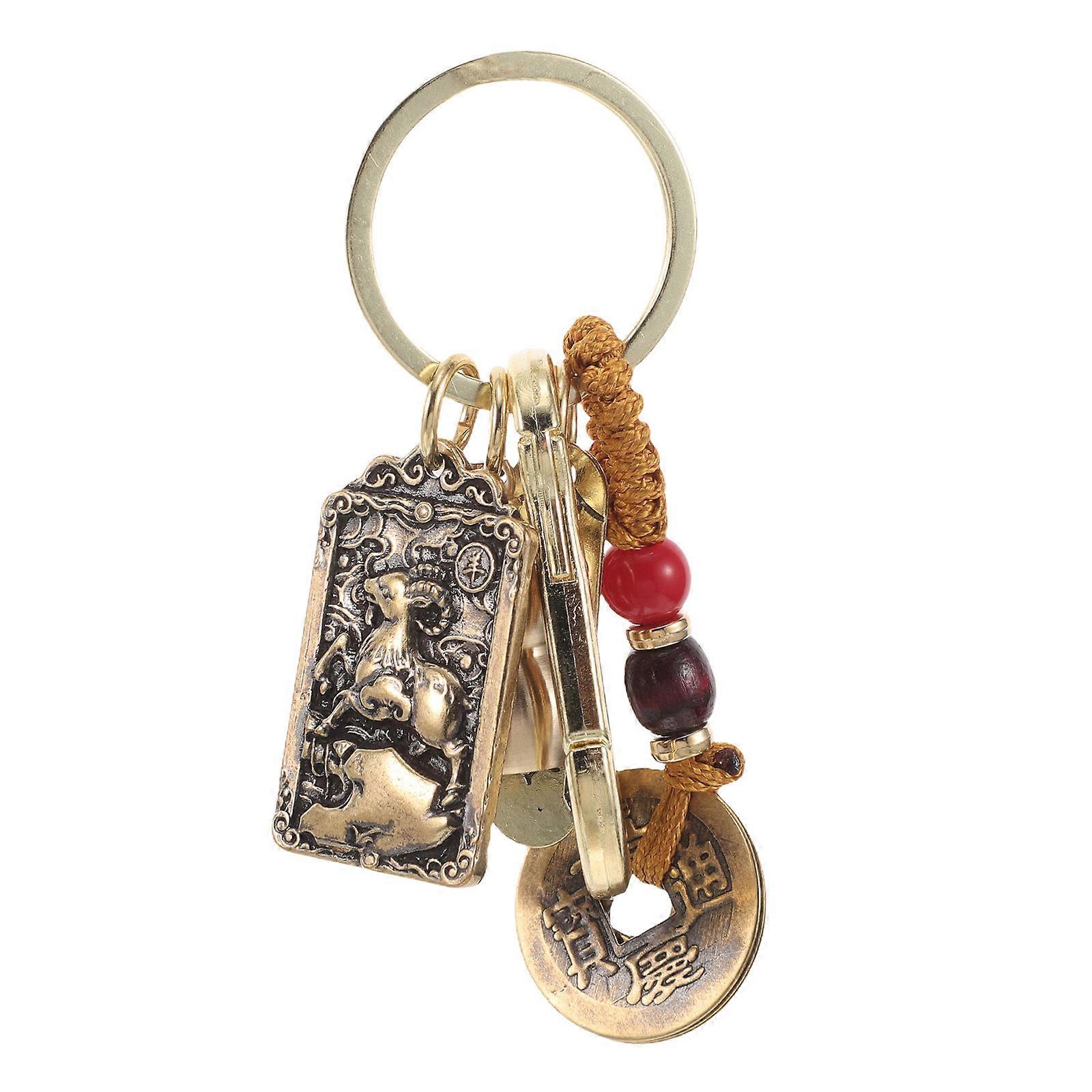 3Pcs Copper Keychains with Gongming Pendant for Feng Shui Use