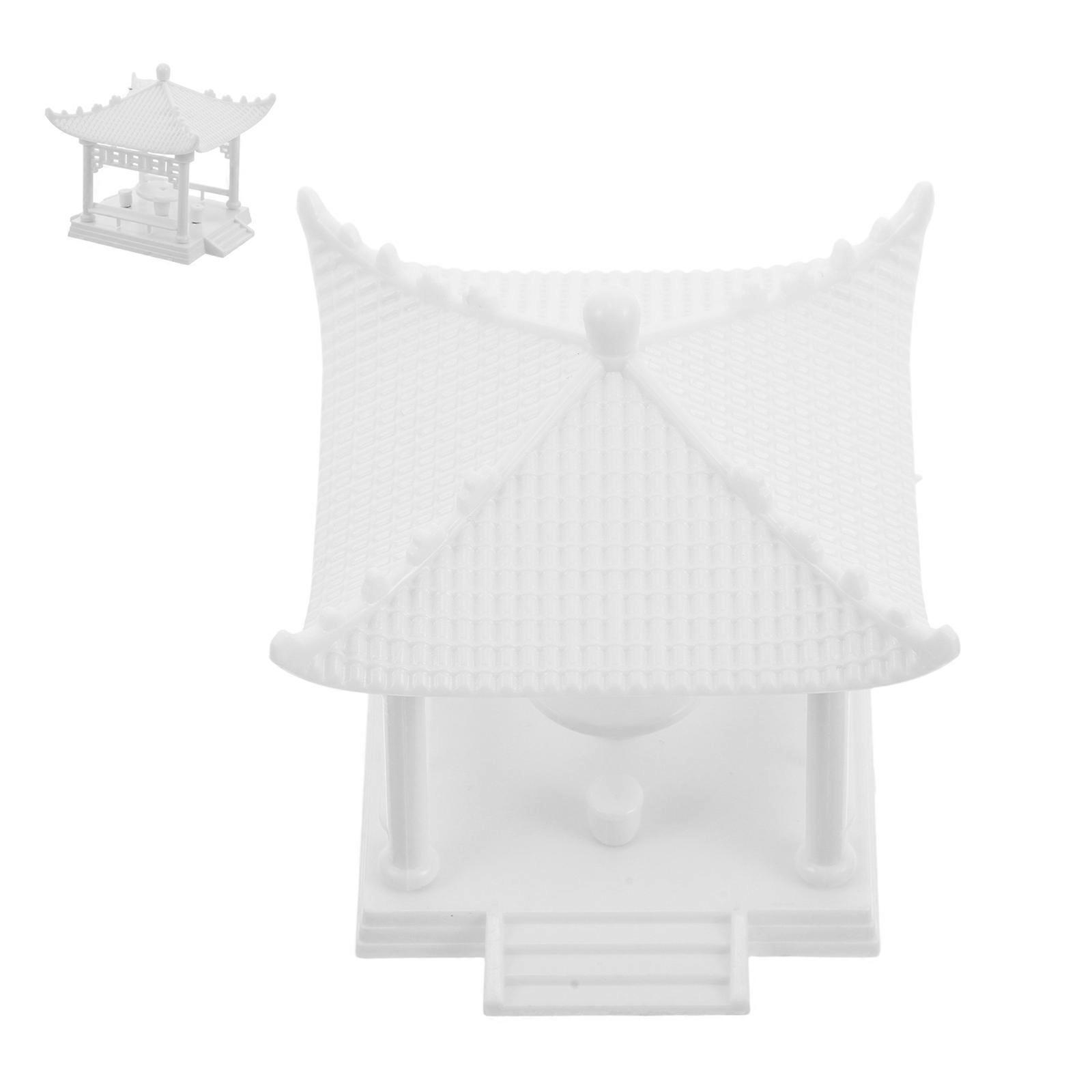 Mini Model Mini Pavilion Statue for Decor 2Pcs White Plastic
