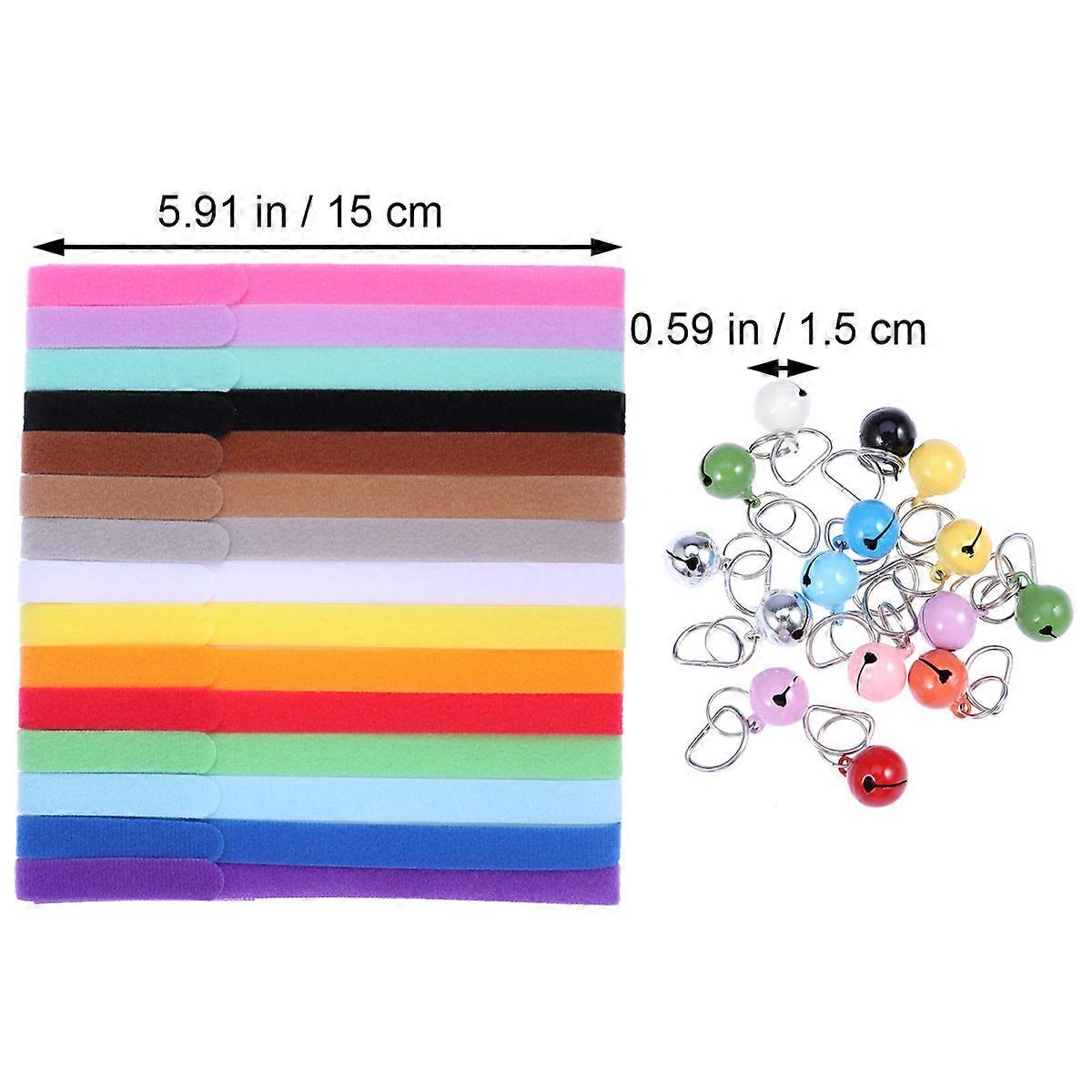 Pet Collar Plush Dog Collar for Identification 15Pcs Assorted Colors with Bells
