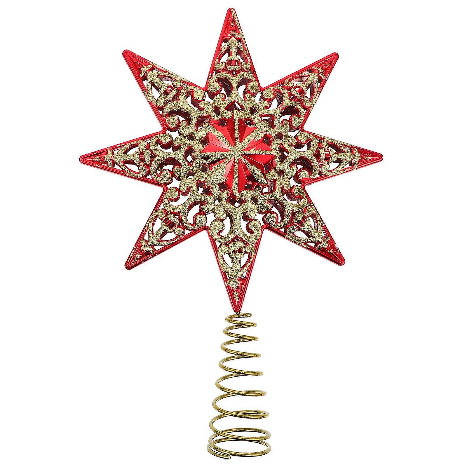 Christmas Tree Ornament Star Decor for Xmas Tree Topper 2Pcs Red