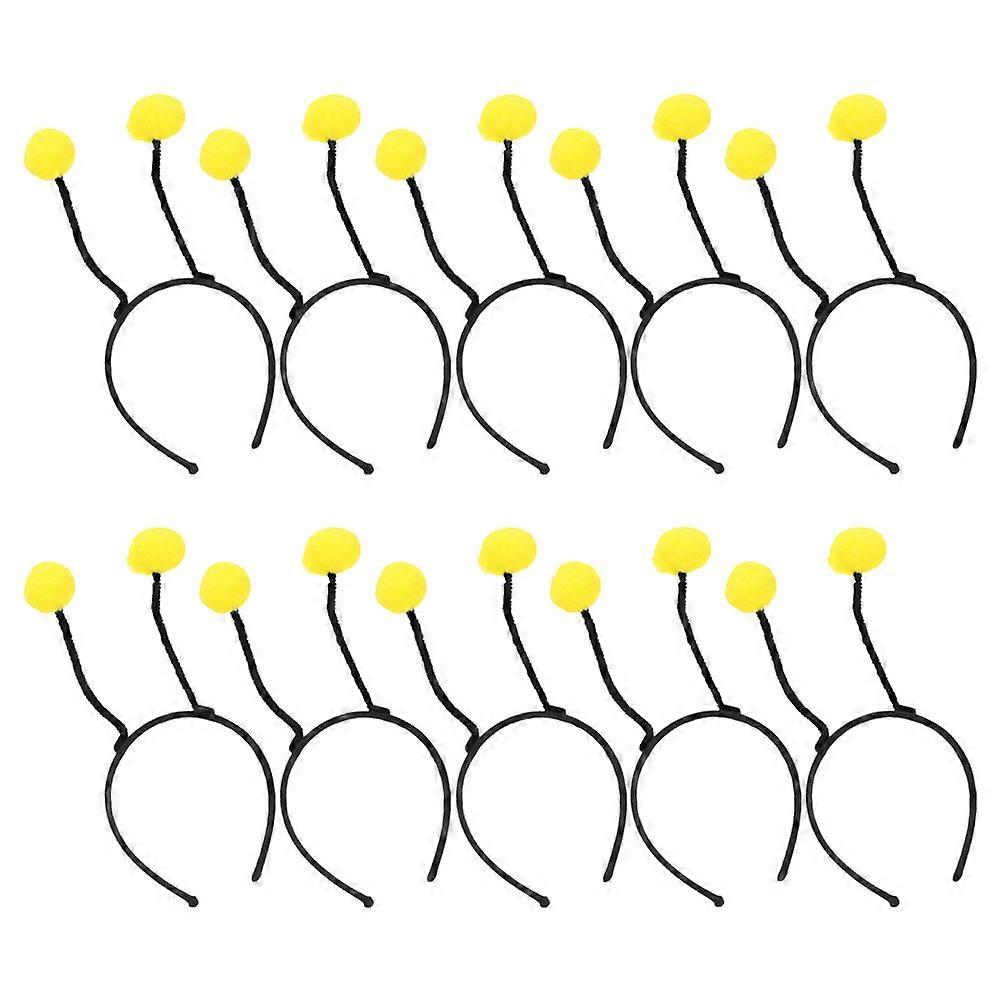 Pompom Antenna Headbands 10Pcs Cute Hair Hoops For Parties Dances And Everyday Use In Yellow With Round Shape