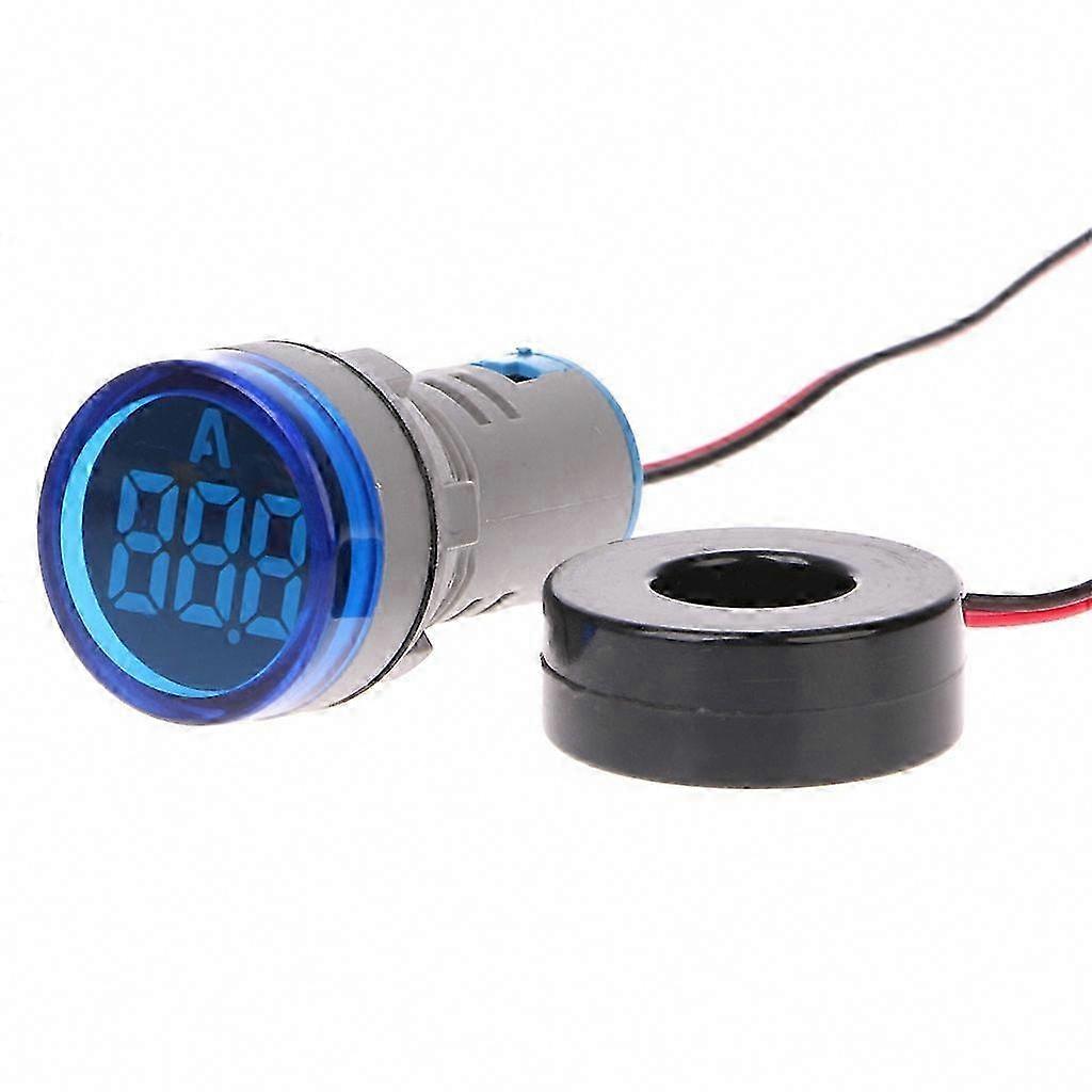 22mm Round Digital AC Current Indicator LED Ammeter 0-100A for Household Use White