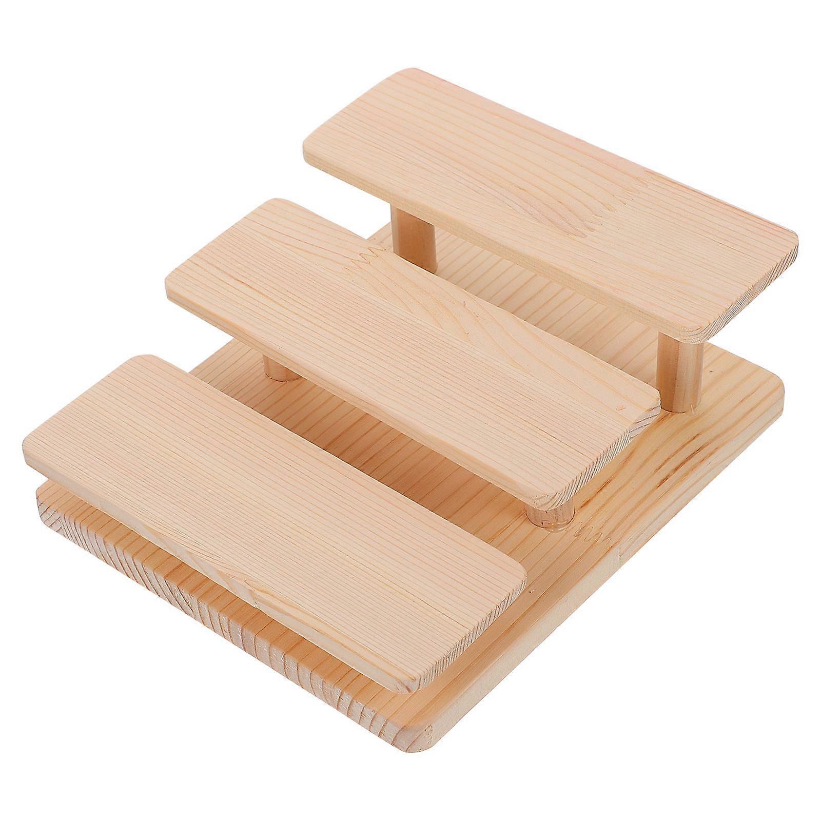 Figurine Rack Solid Wood Glasses Holder for Storage 2Pcs Assorted Color