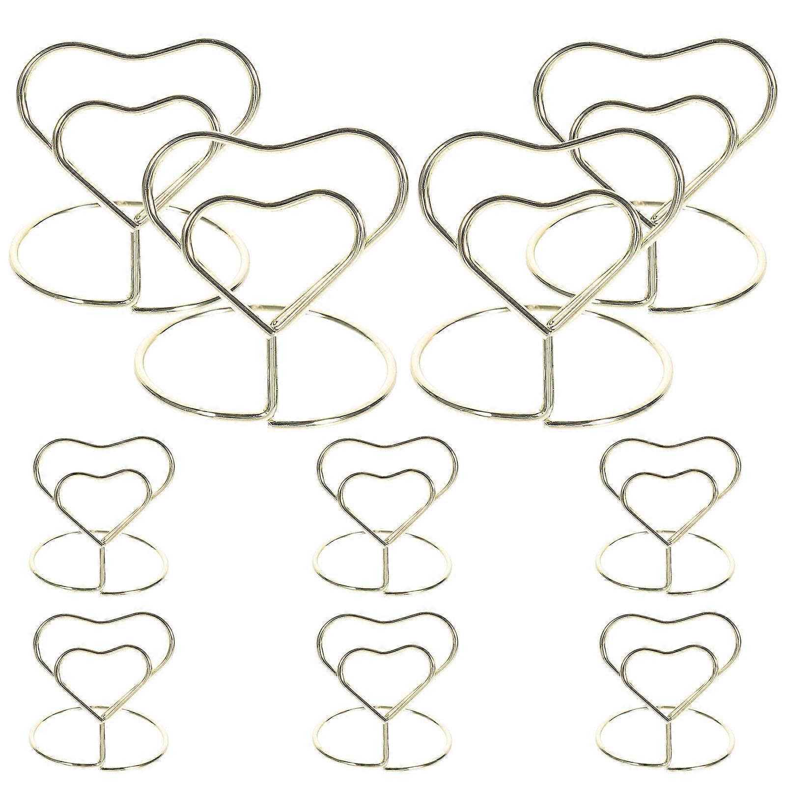 Memo Holder Heart Shape Table Number Holders for Wedding 30Pcs Golden Wire