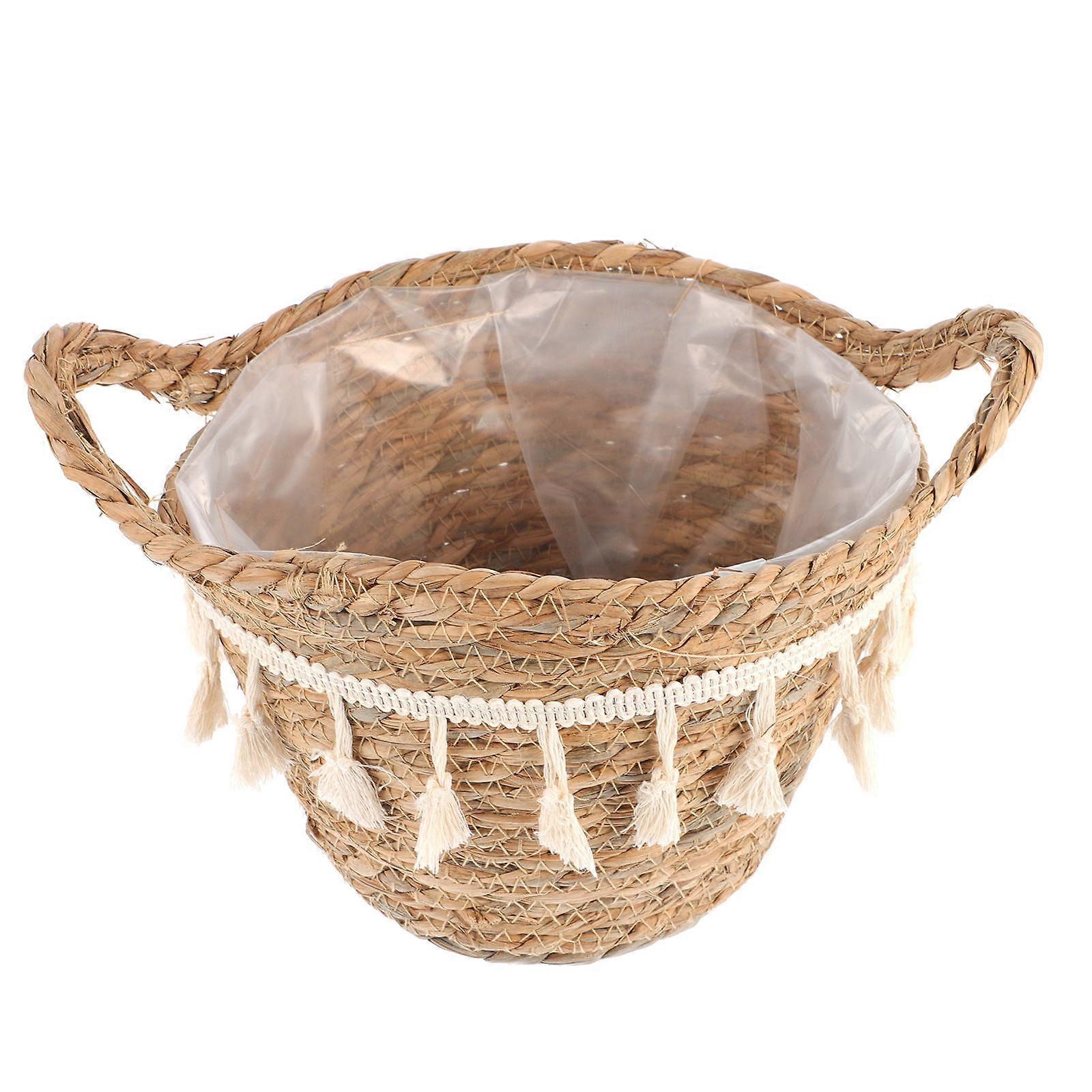 Straw Weaving Storage Basket for Household Use 2Pcs Handwork Storage Box
