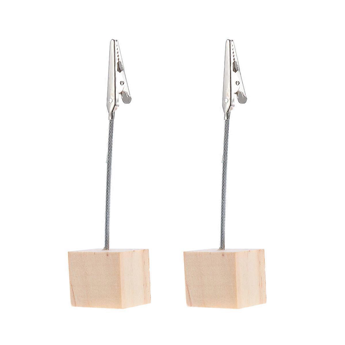 Photo Holders with Clasp for 20Pcs Pine Wood Cube Base