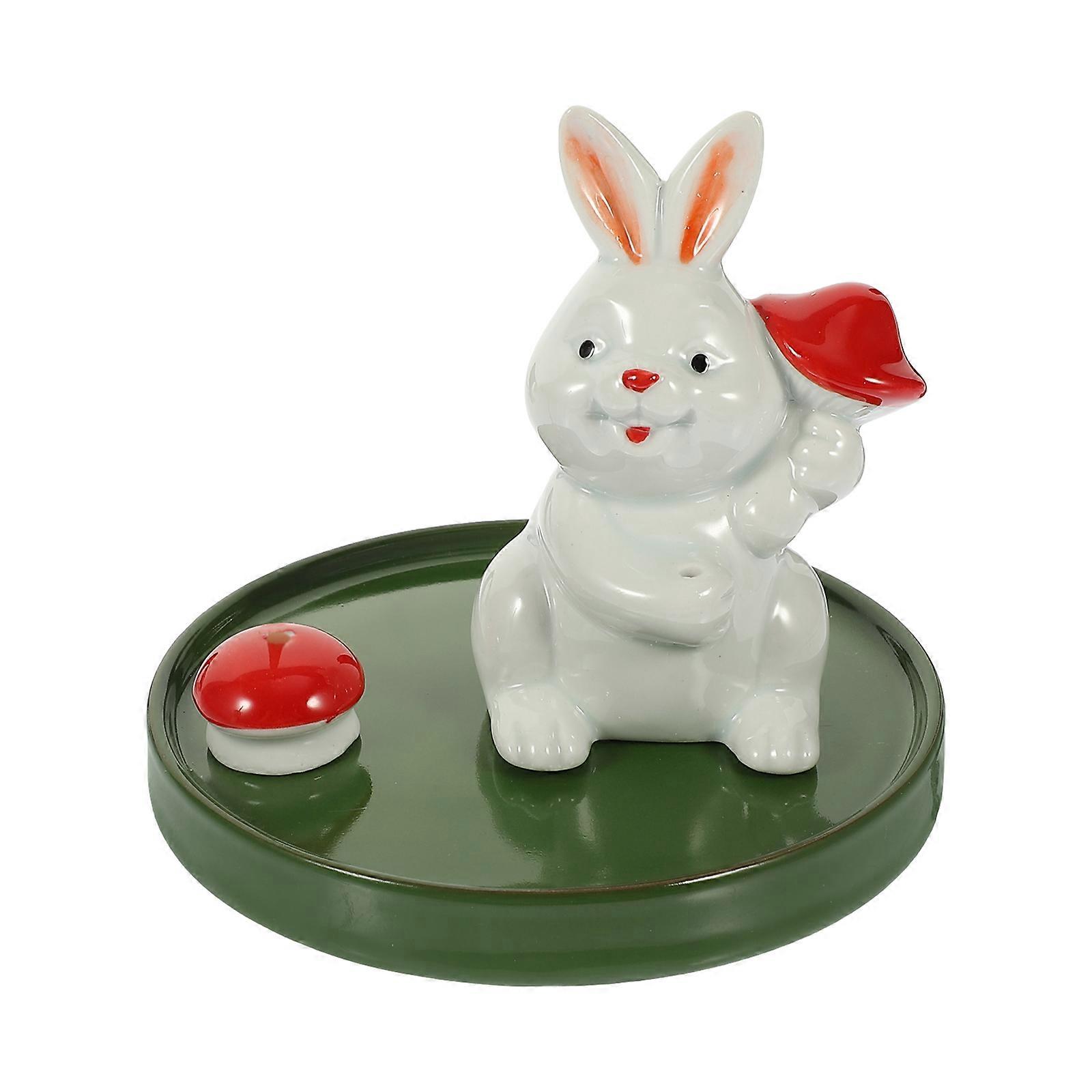 Rabbit Shaped Incense Burner for Home Use 2Pcs Ceramic Cartoon Burner