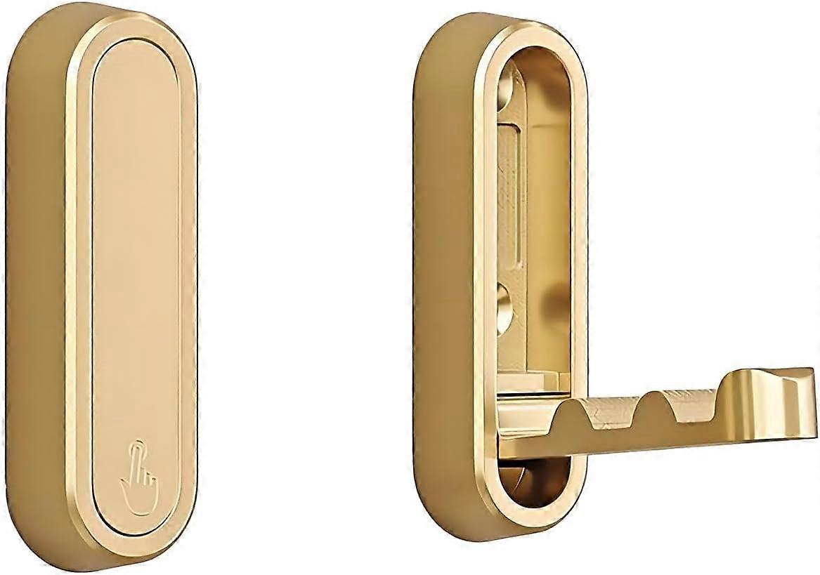 Brushed Gold Foldable Towel Hooks For Bathroom,Wall Hooks For Hanging Heavy Duty Coat Robe Purse Hoo